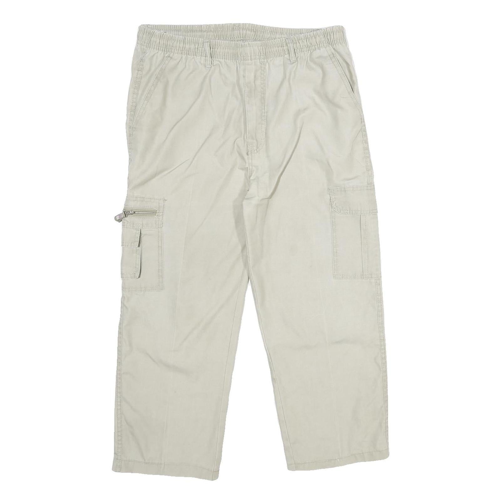 LANZANS Mens Cotton Blend Beige Relaxed Cargo Trousers W34 L23 Drawstring Refurbished - N/A refurbished available on Cerqular