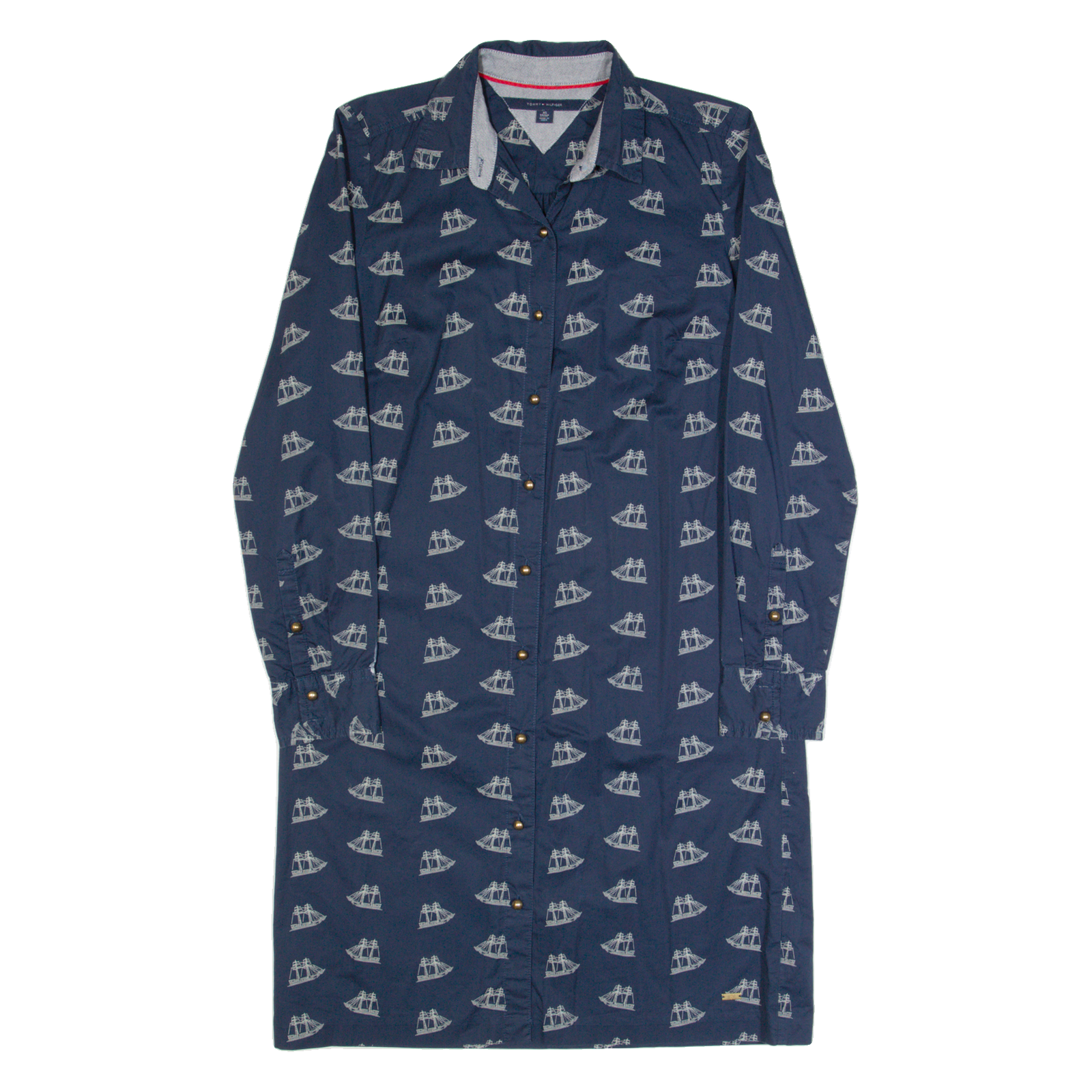 TOMMY HILFIGER Boats Womens Shirt Dress Blue Long Sleeve Knee Length XS Refurbished - N/A refurbished available on Cerqular