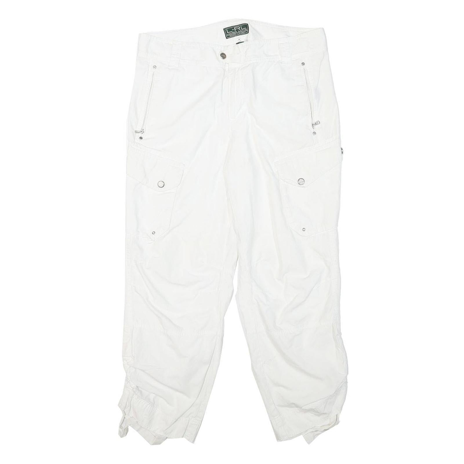 LAUREN RALPH LAUREN Womens White Cotton Blend Regular Tapered Trousers W30 L26 Refurbished - N/A refurbished available on Cerqular