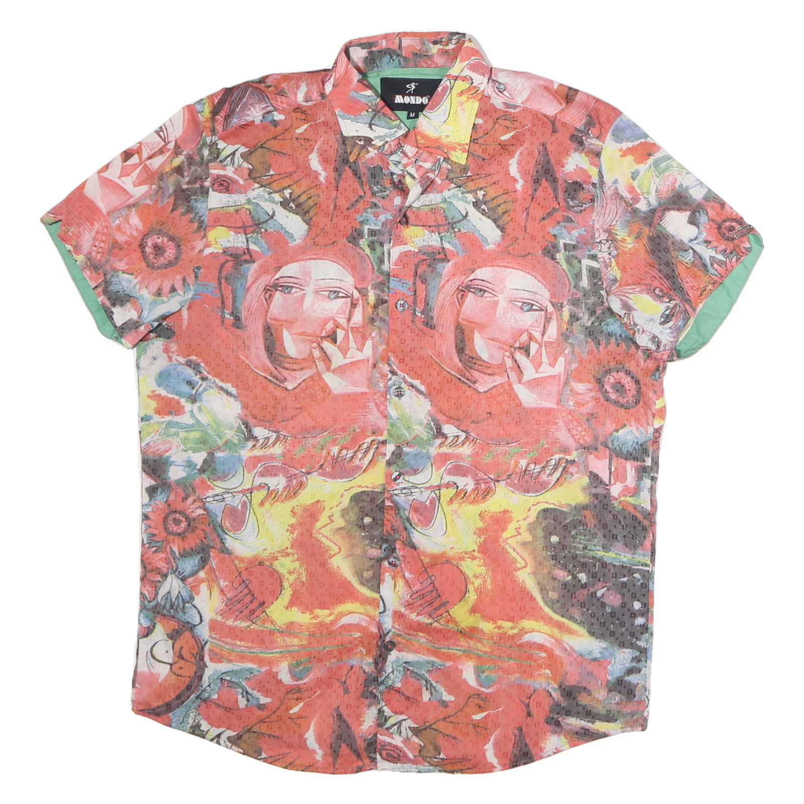 MONDO Mens Red Creative Print Cotton Blend Shirt M Artistic Short Sleeve Refurbished - N/A refurbished available on Cerqular