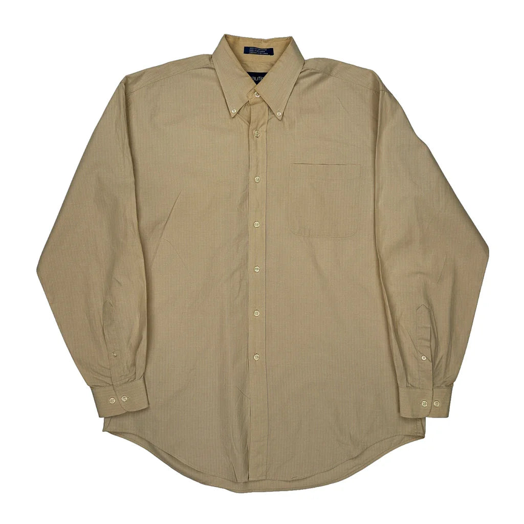 Buy Nautica Shirt - Large Beige Cotton Refurbished - $37.51 Nautica Shirt - Large Beige Cotton Refurbished - Thrifted (note: this is a term often used to describe second- refurbished available on Cerqular