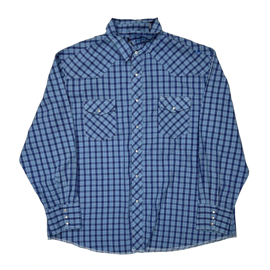 Wrangler Checked Shirt - 2XL Blue Cotton Refurbished - Thrifted (note: this is a term often used to describe second- refurbished available on Cerqular