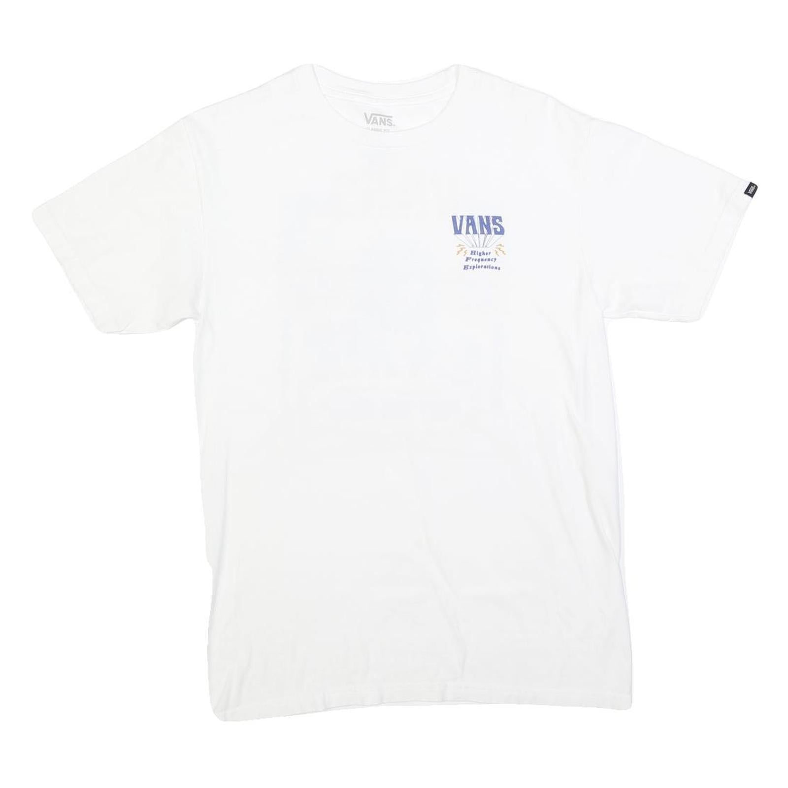VANS Mens White Blue and Yellow Graphic T-Shirt S Short Sleeve Crew Neck Off The Refurbished - N/A refurbished available on Cerqular