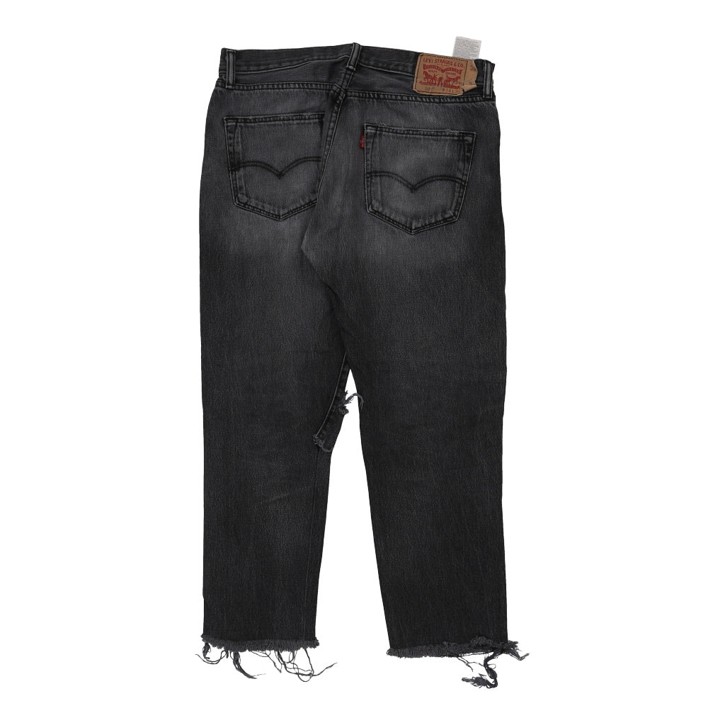 501 Levis Jeans - 34W 30L Black Cotton Refurbished - Thrifted (note: this is a term often used to describe second- refurbished available on Cerqular