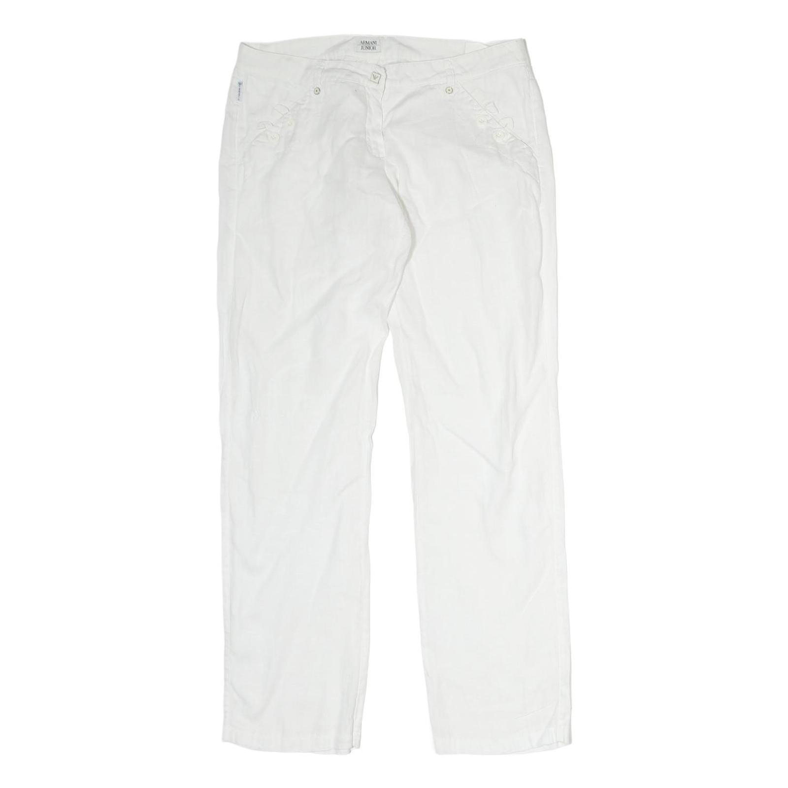 ARMANI JUNIOR Womens Cotton White Regular Fit Straight Leg Trousers W30 L29 Refurbished - N/A refurbished available on Cerqular