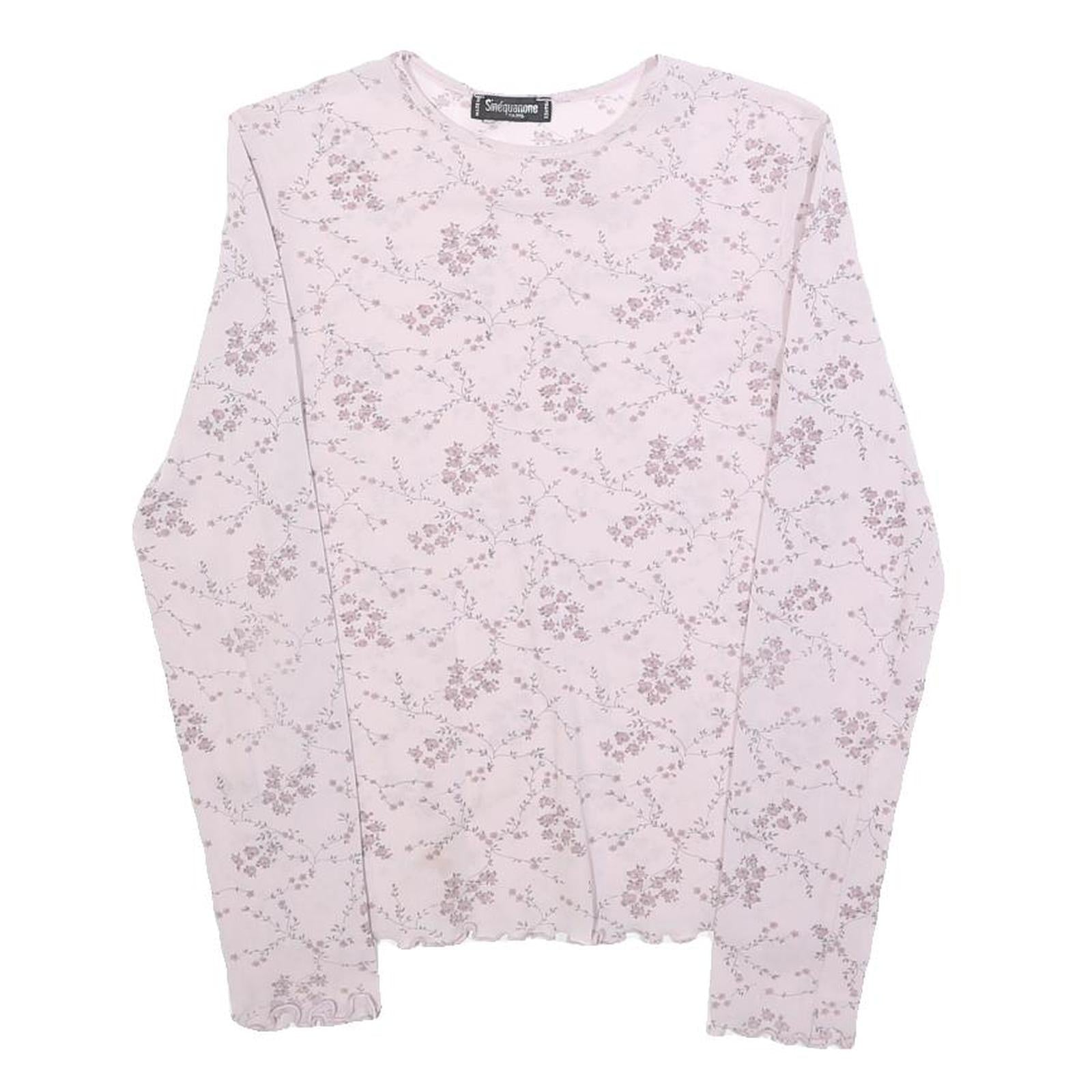 SINEQUANONE Womens Pink Floral Printed Long Sleeve Round Neck Top M Light Weight Refurbished - N/A refurbished available on Cerqular