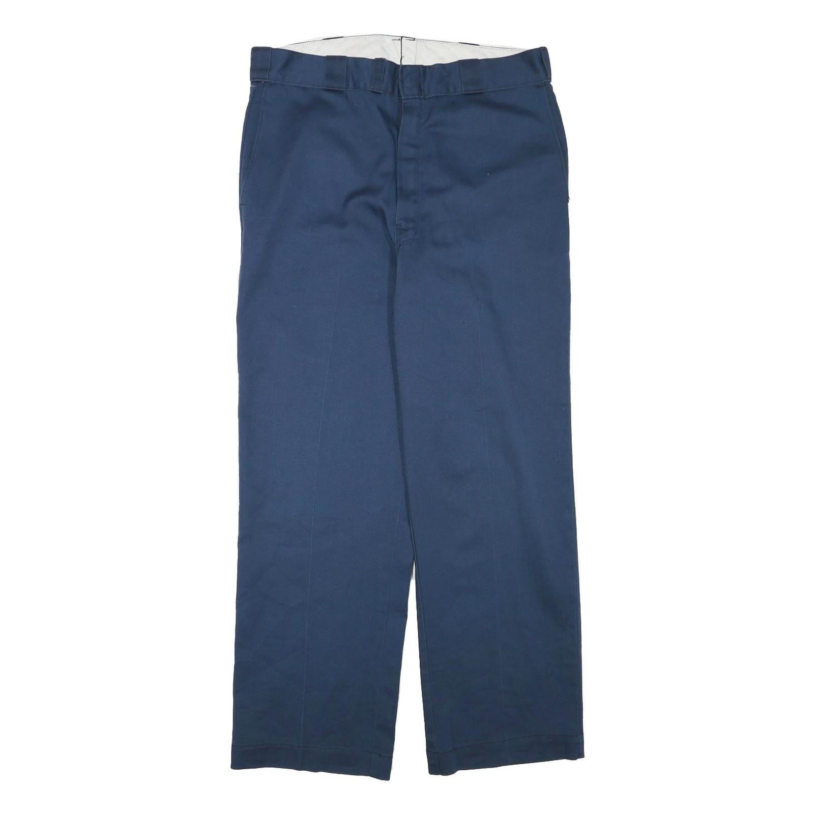 DICKIES Mens Cotton Blend Navy Blue Regular Fit Straight Leg Trousers W34 L29 Refurbished - N/A refurbished available on Cerqular