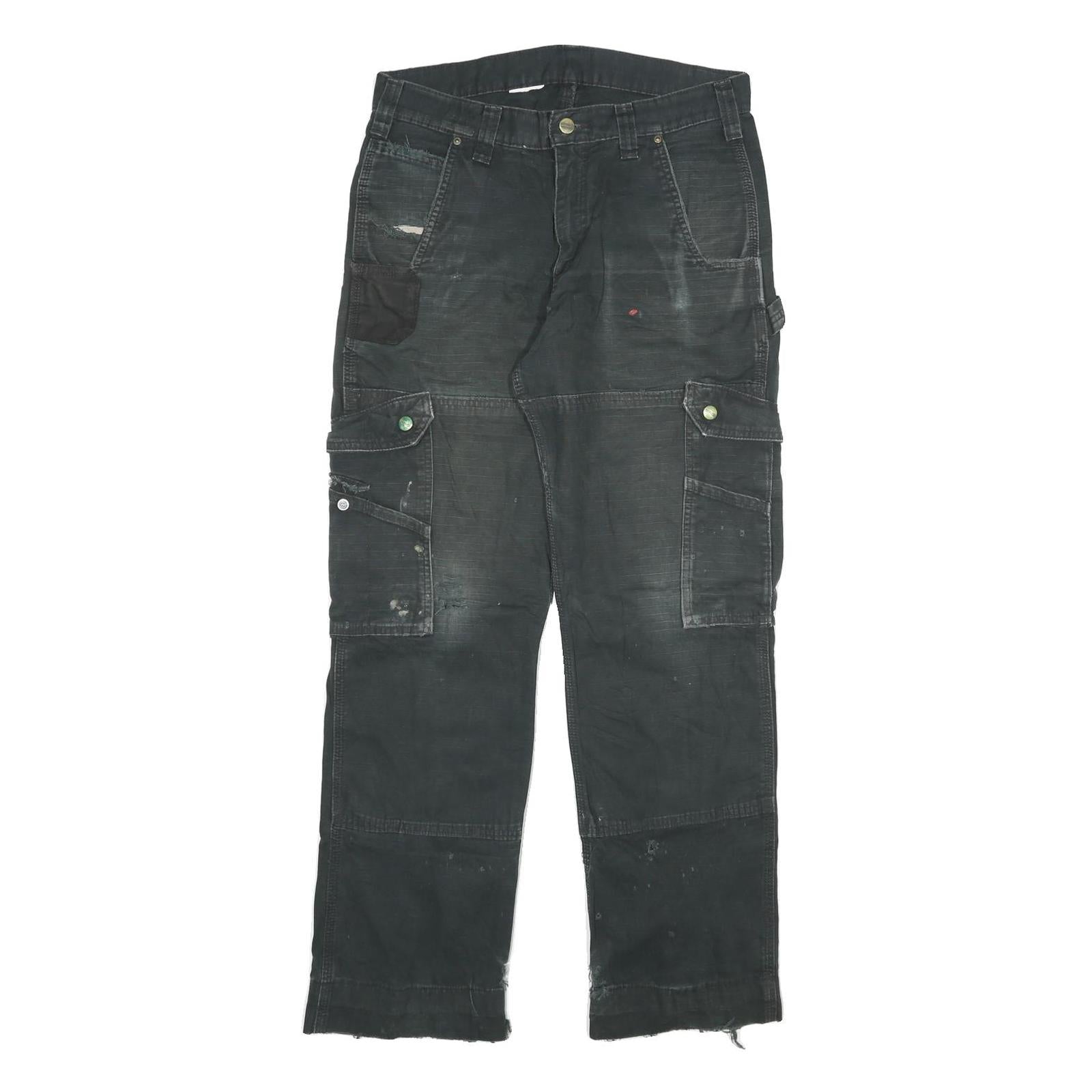 CARHARTT Mens Black Regular Fit Cargo Trousers W30 L30 Workwear Durable Cotton Refurbished - N/A refurbished available on Cerqular