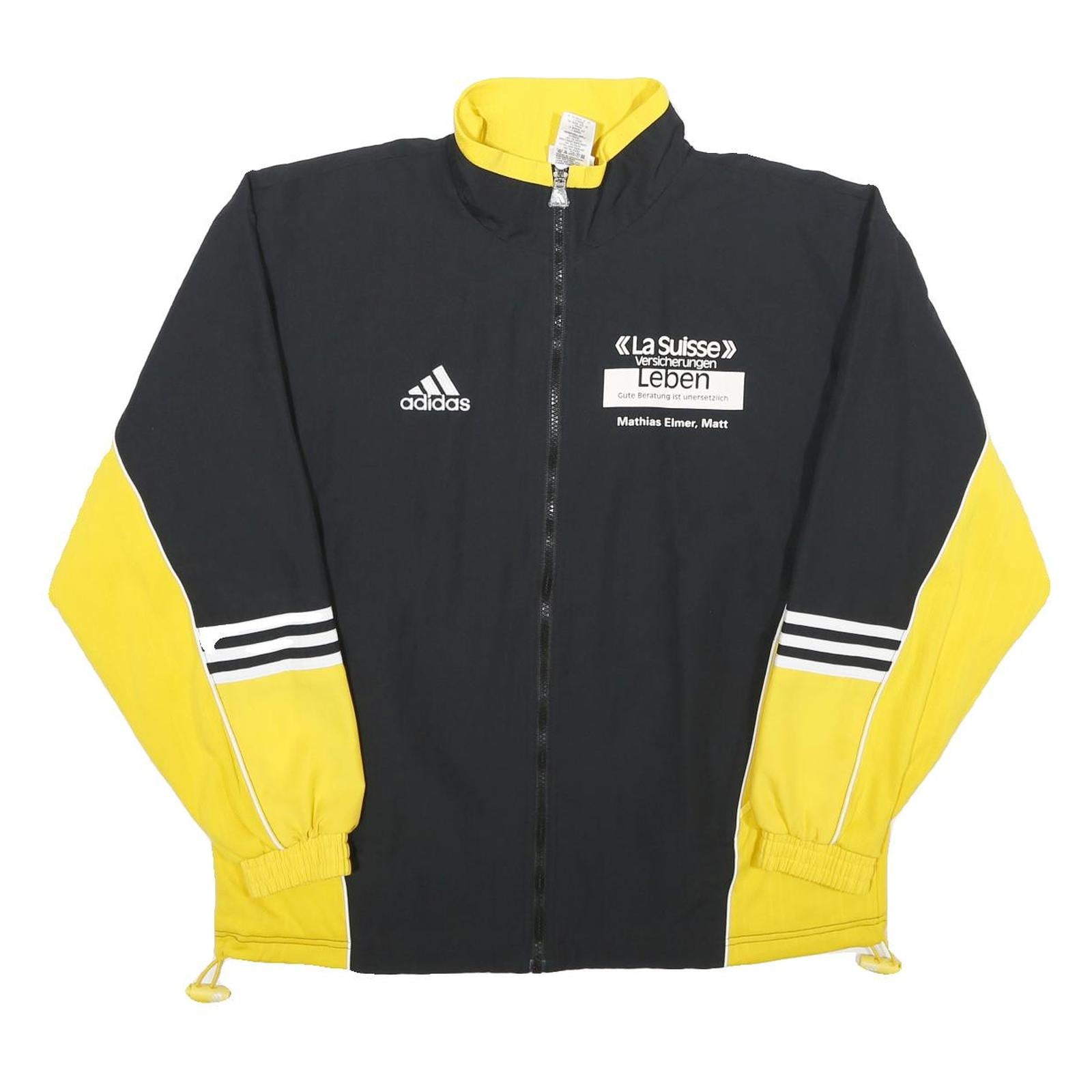 ADIDAS Mens Black & Yellow Track Jacket M Polyester Zip Logo Sport Casual Refurbished - N/A refurbished available on Cerqular