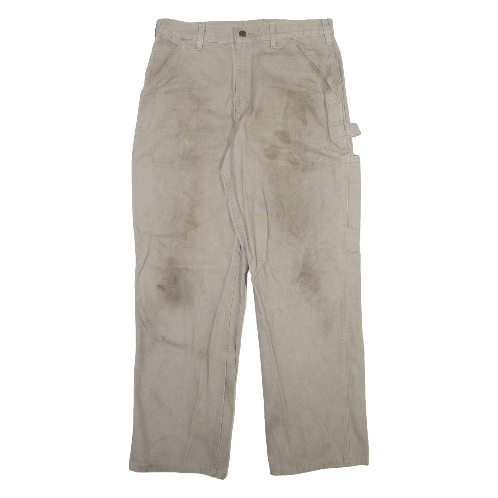 CARHARTT Carpenter Mens Trousers Beige Relaxed Straight W32 L30 Refurbished - N/A refurbished available on Cerqular