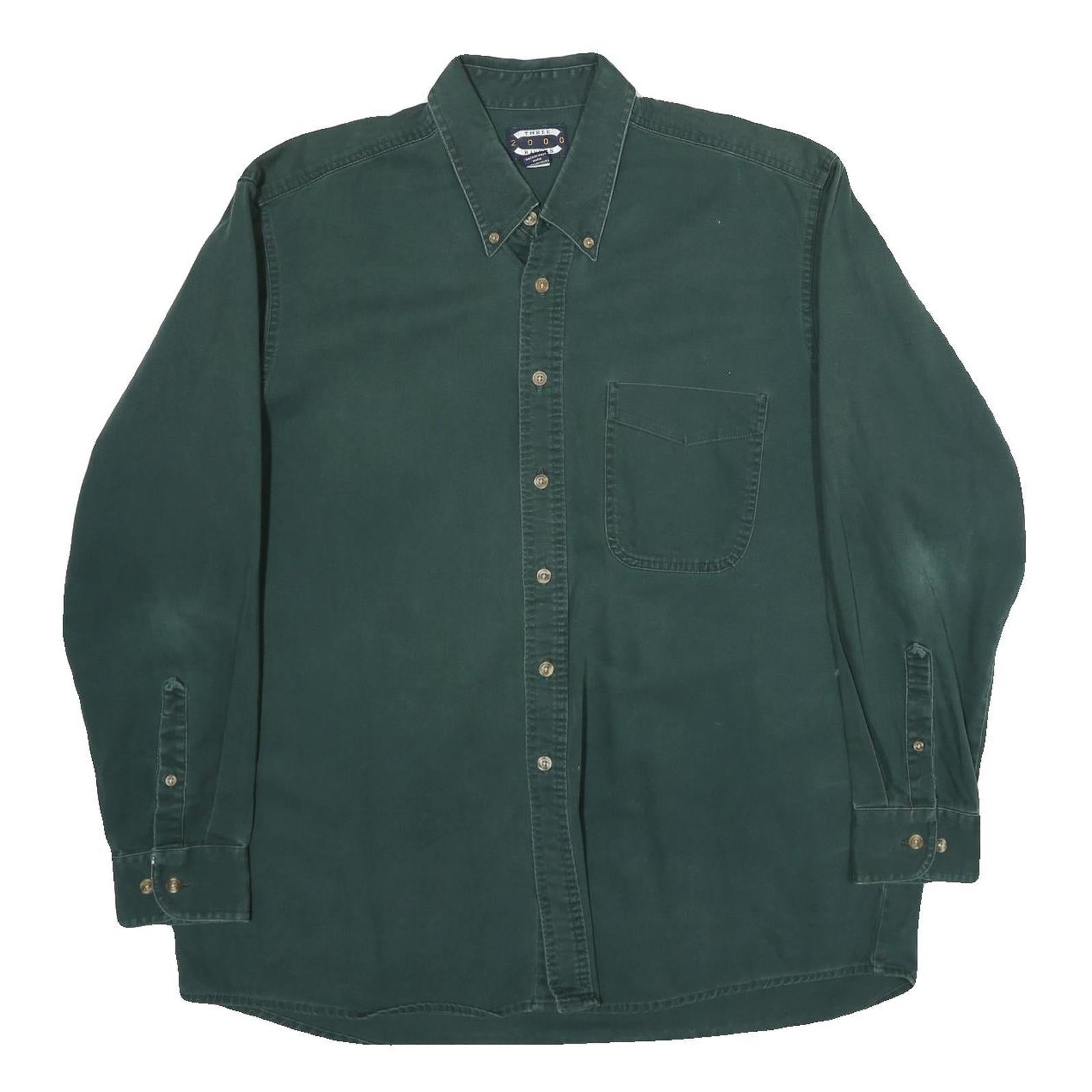 THREE RIVERS Mens Green Shirt XL Button Down Cotton Long Sleeve Casual Refurbished - N/A refurbished available on Cerqular