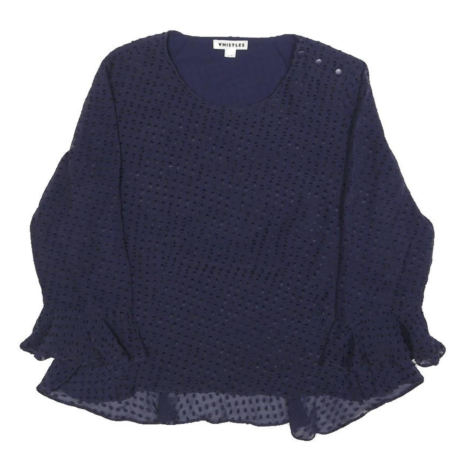 WHISTLES Womens Navy Blue Printed Blouse Long Sleeve Round Neck S Elegant Refurbished - N/A refurbished available on Cerqular