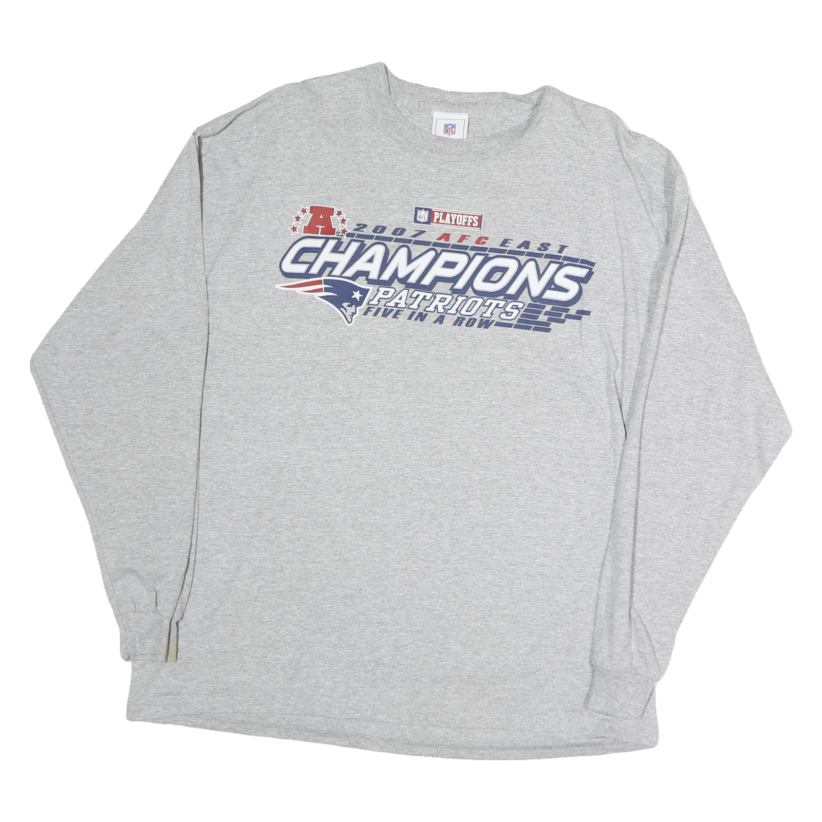 Buy NFL Mens Grey 2007 AFC East Champions Graphic Long Sleeve Crew Neck XL Cotton Refurbished - $23.39 NFL Mens Grey 2007 AFC East Champions Graphic Long Sleeve Crew Neck XL Cotton Refurbished - N/A refurbished available on Cerqular