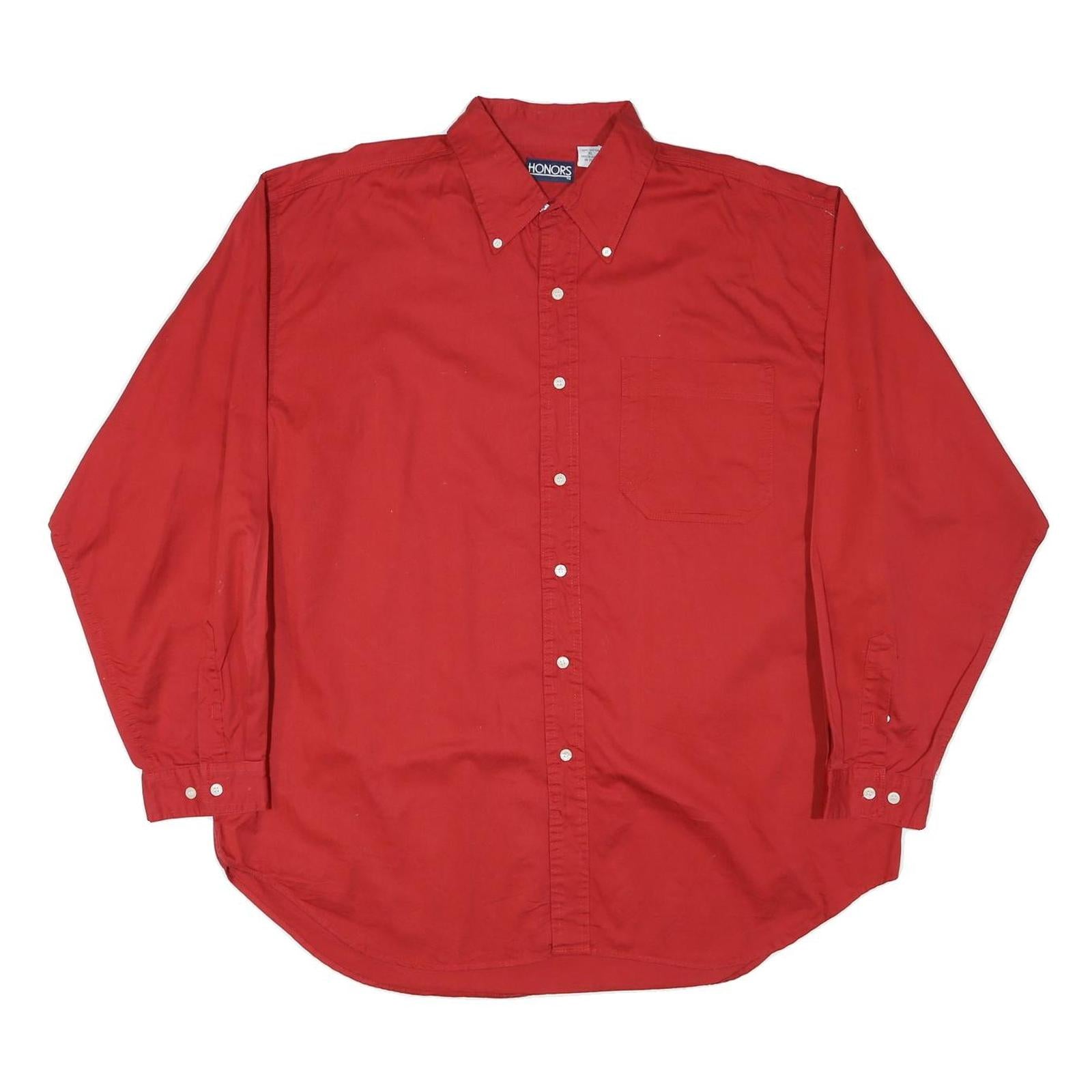 HONOURS Mens Red Plain Cotton Blend Shirt XL Button-Down Collar Casual Refurbished - N/A refurbished available on Cerqular