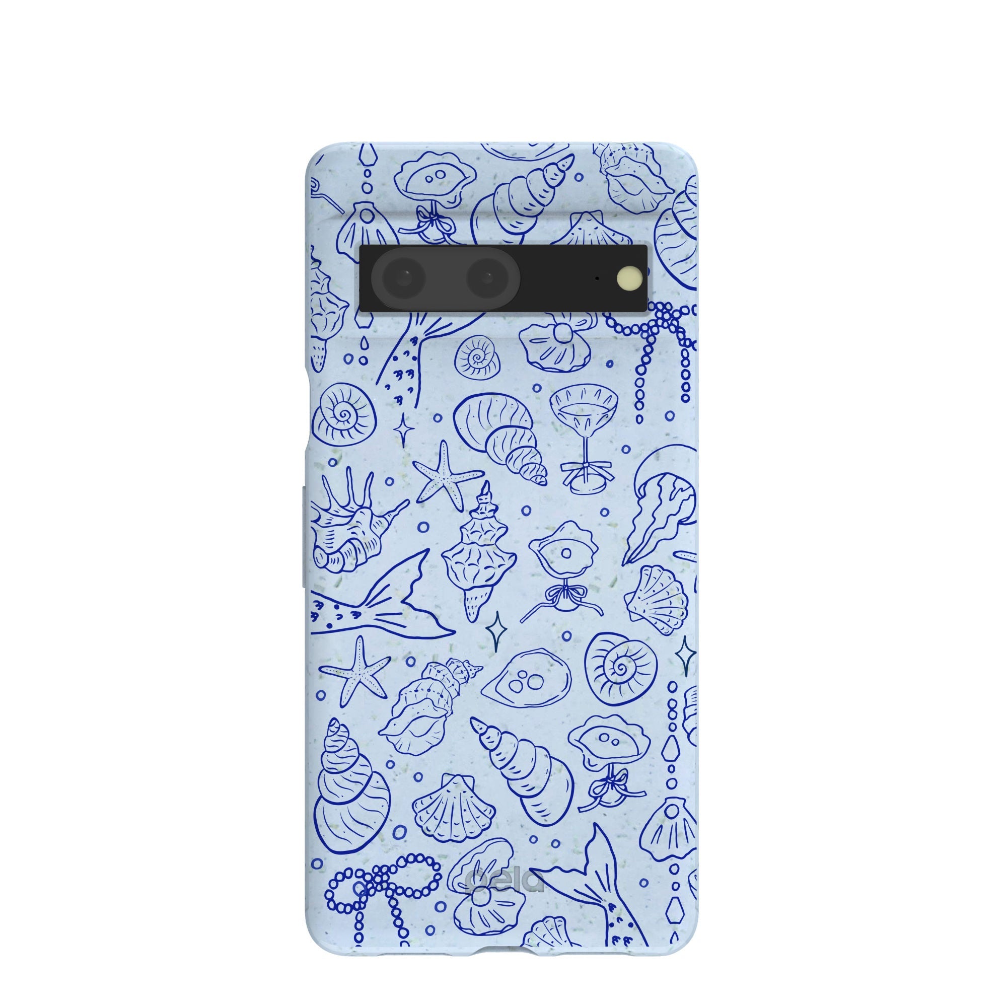 Powder Blue Ocean Charms Google Pixel 7 Case Refurbished - Pela Case refurbished available on Cerqular
