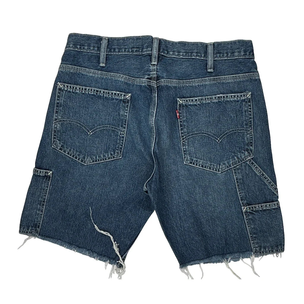 Levis Denim Shorts - 30W 10L Blue Denim Refurbished - Thrifted (note: this is a term often used to describe second- refurbished available on Cerqular