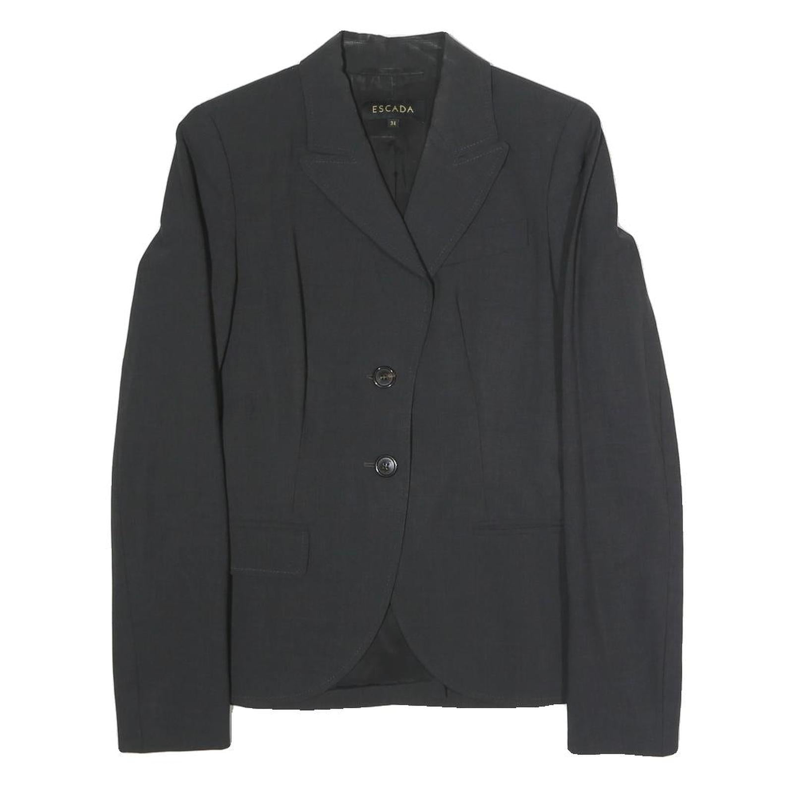 ESCADA Womens Black Jacket S Polyester Blend Classic Button Closure Tailored Refurbished - N/A refurbished available on Cerqular
