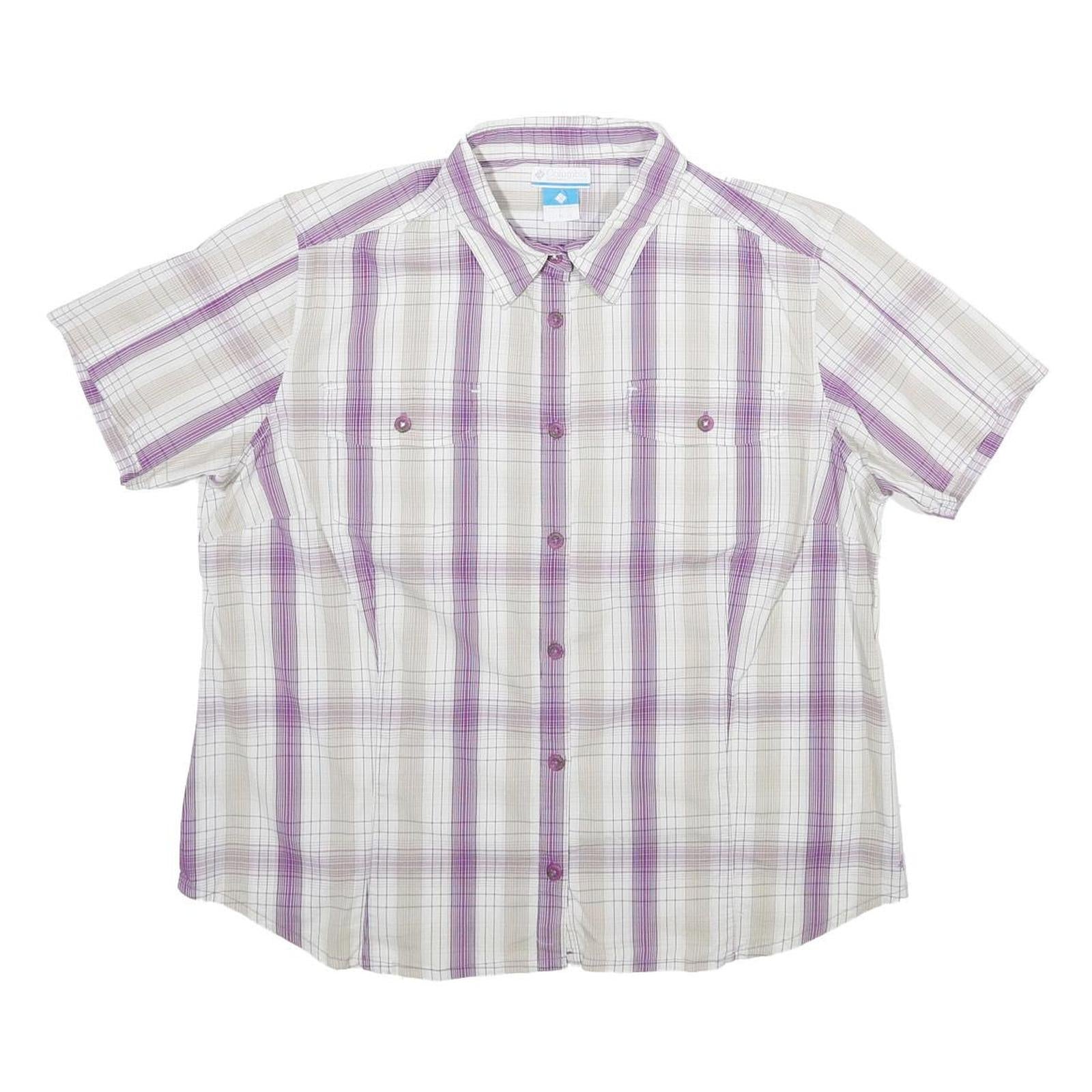COLUMBIA Womens White & Purple Checked Shirt XL Cotton Blend Casual Summer Refurbished - N/A refurbished available on Cerqular