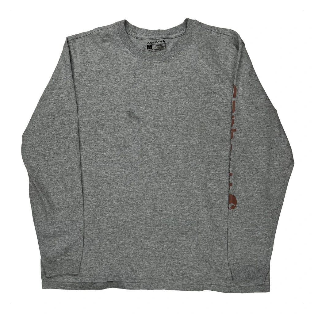 Carhartt Long Sleeve T-Shirt - XL Grey Cotton Refurbished - Thrifted (note: this is a term often used to describe second- refurbished available on Cerqular
