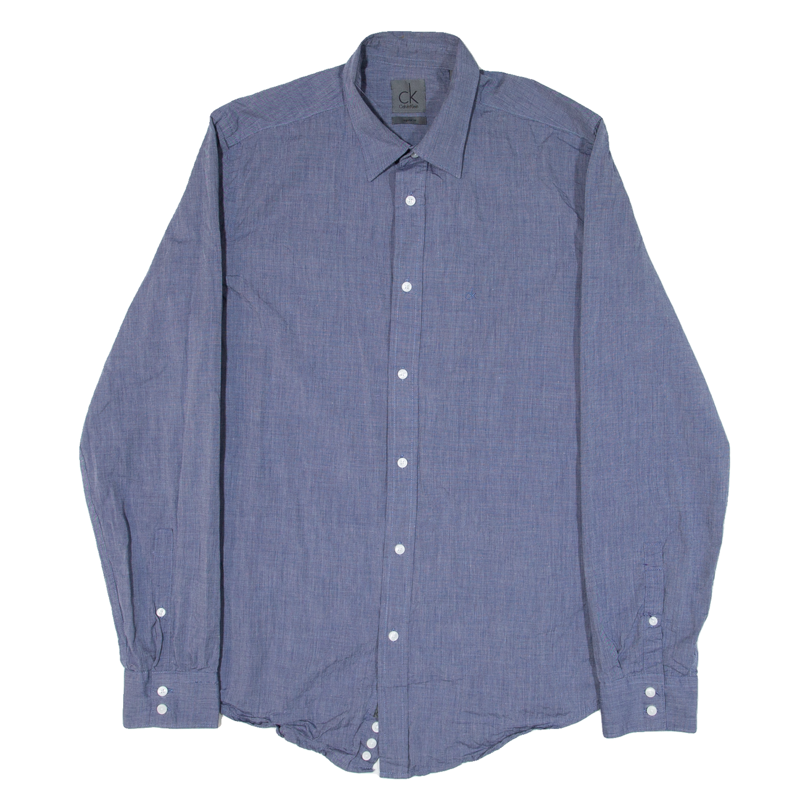 CALVIN KLEIN Mens Plain Shirt Blue Long Sleeve S Refurbished - N/A refurbished available on Cerqular