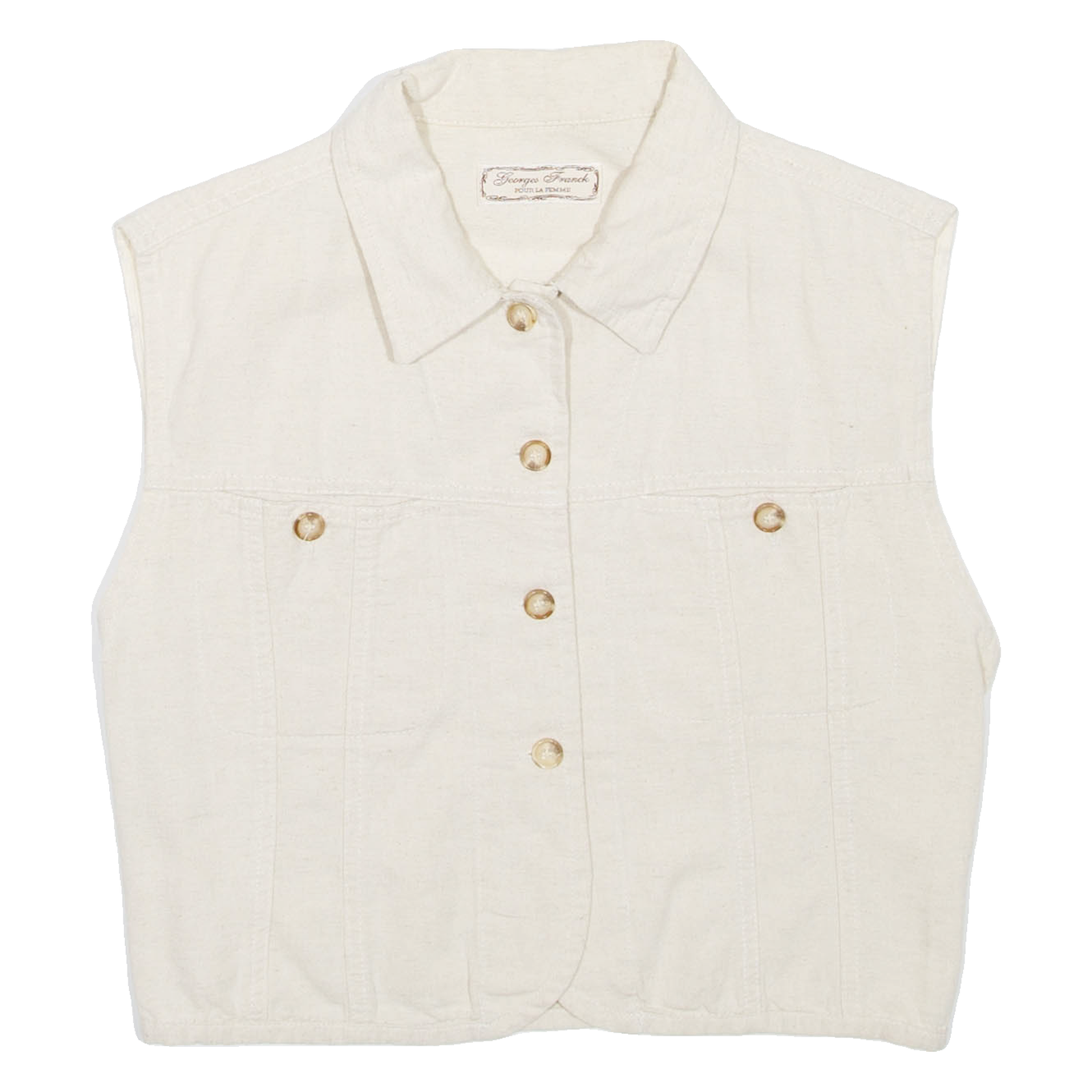 Womens Cropped Shirt Beige Collared M Refurbished - N/A refurbished available on Cerqular