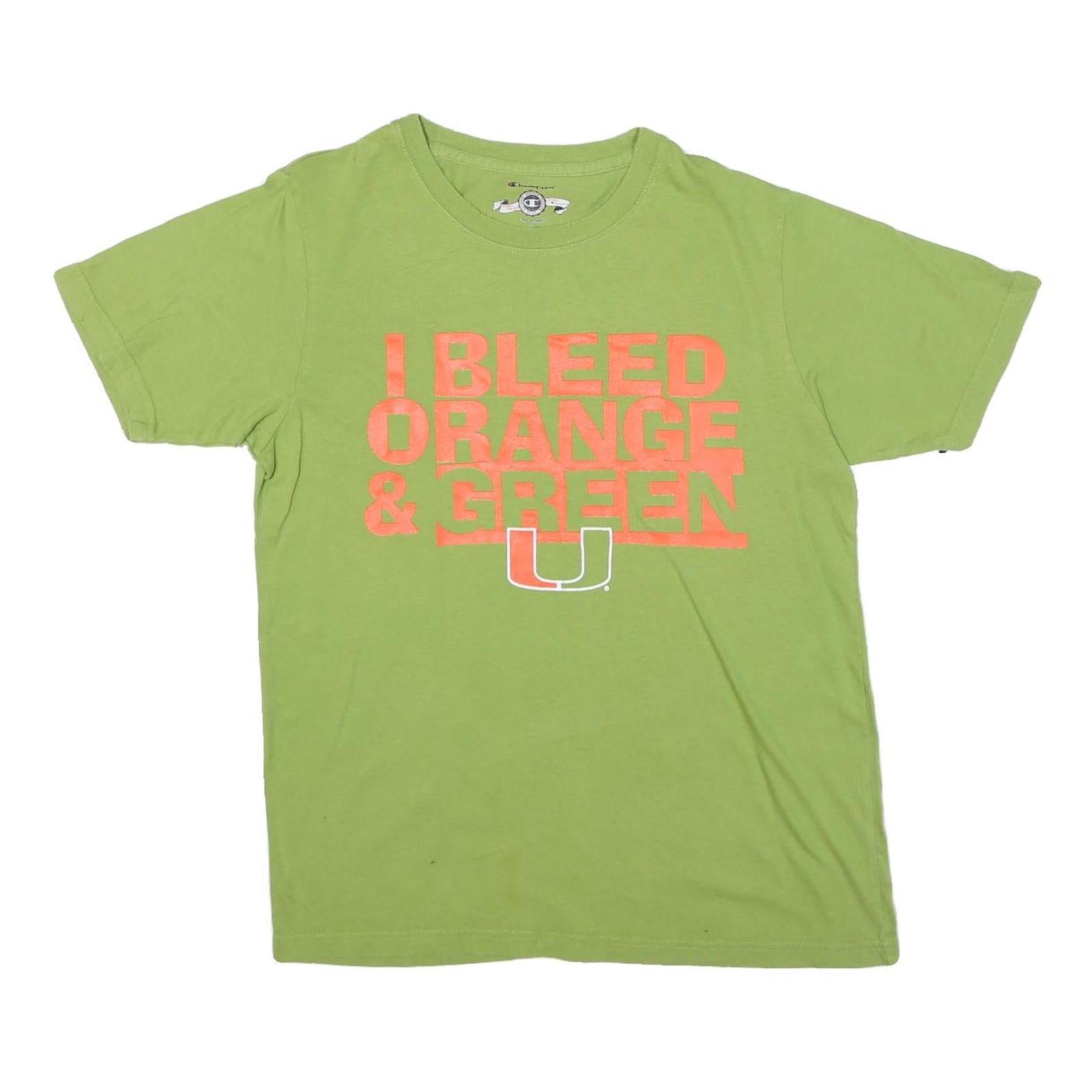 CHAMPION Womens Green I Bleed Orange & Green Graphic T-Shirt XL Short Sleeve Refurbished - N/A refurbished available on Cerqular