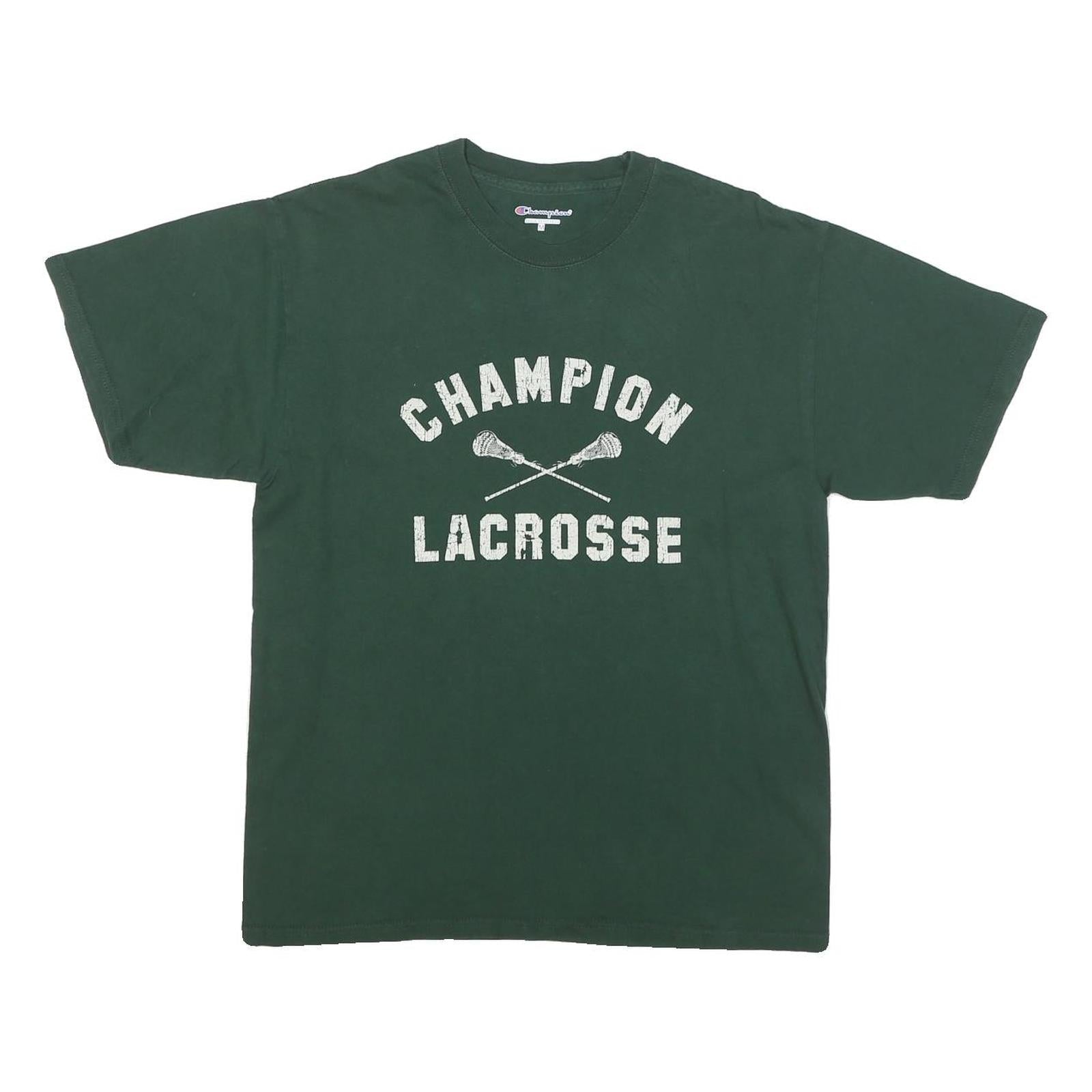 CHAMPION Mens Green Lacrosse Graphic T-Shirt M Short Sleeve Crew Neck Cotton Refurbished - N/A refurbished available on Cerqular