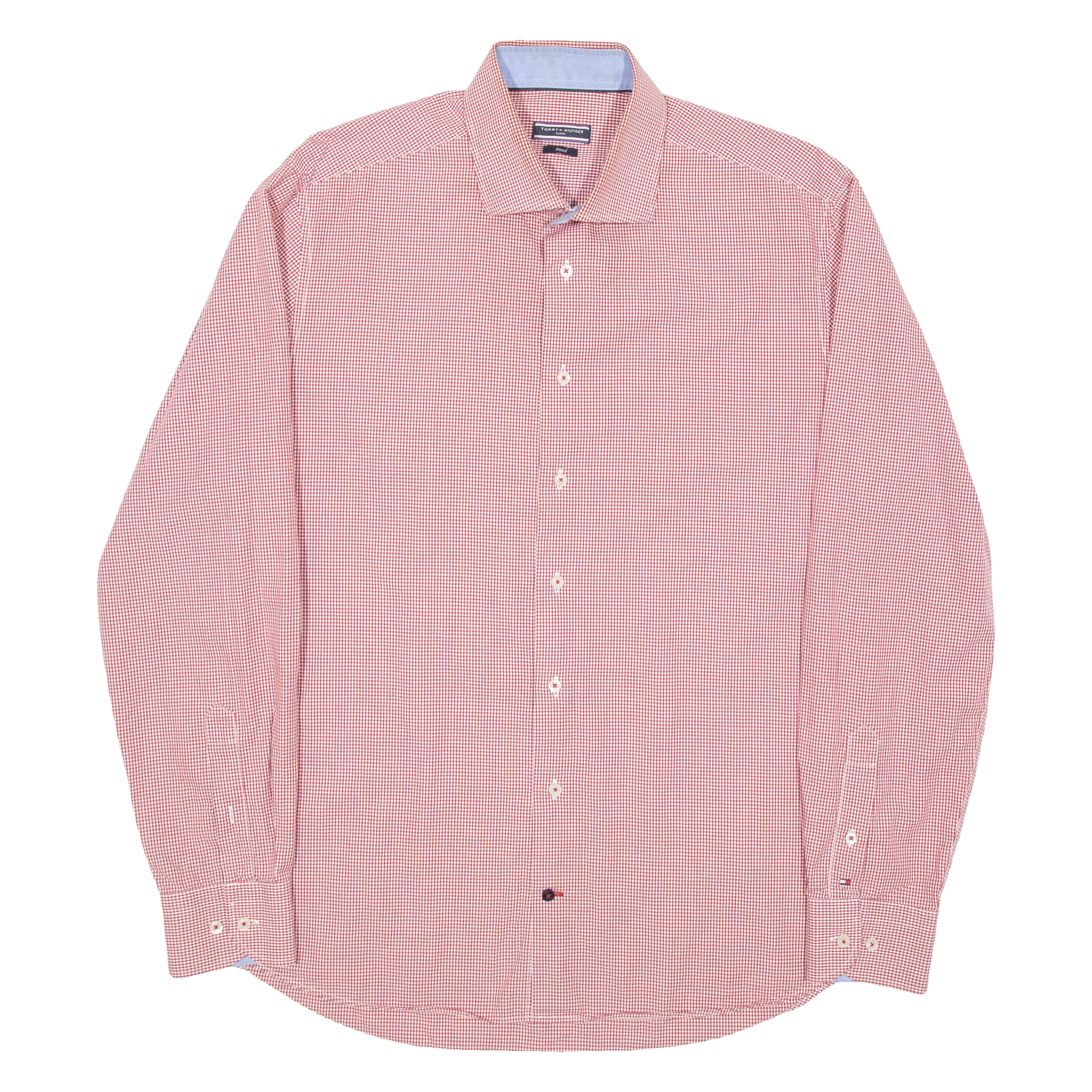 TOMMY HILFIGER Tailored Fitted Mens Shirt Red Gingham Long Sleeve L Refurbished - N/A refurbished available on Cerqular