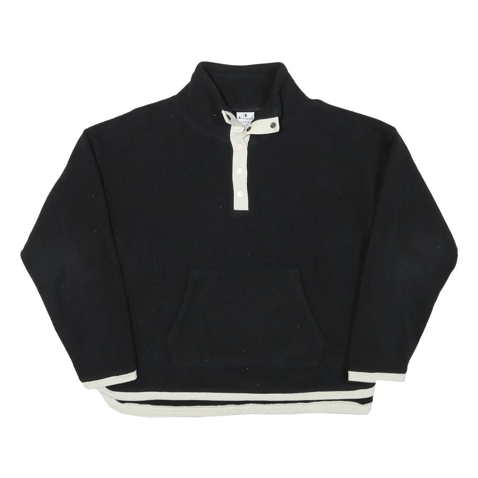CHAMPION Mens Black & White Plain Pullover Basic Knit L Button Neck Jumper Refurbished - N/A refurbished available on Cerqular