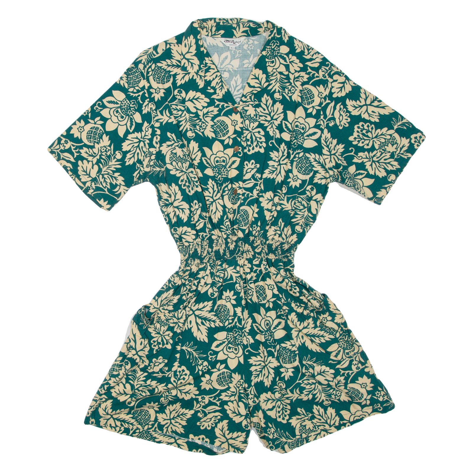 TORI RICHARD Womens Playsuit Green Floral Wide-Leg Viscose L Refurbished - N/A refurbished available on Cerqular