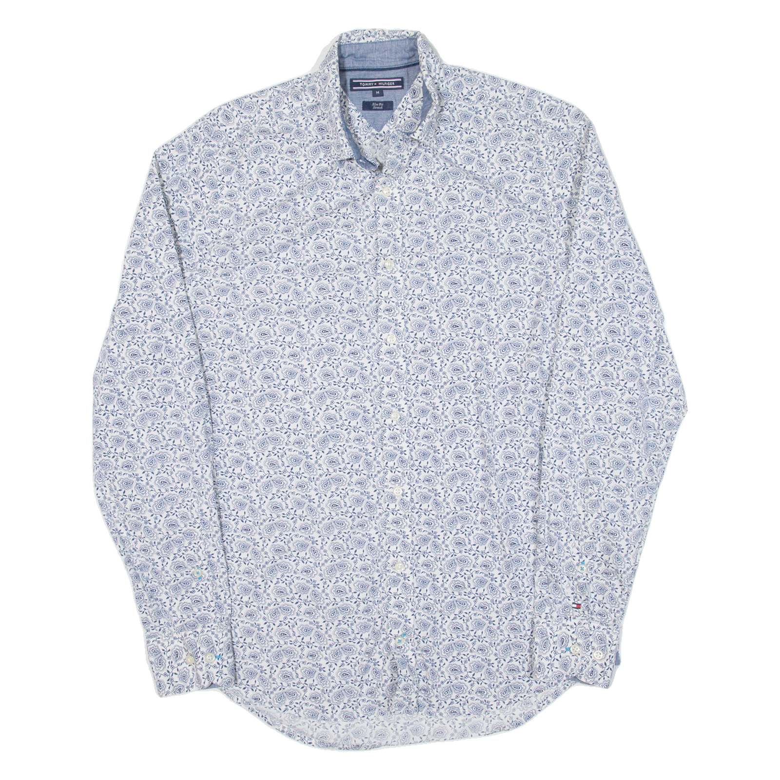 TOMMY HILFIGER Slim Fit Mens Shirt Blue Paisley Long Sleeve M Refurbished - N/A refurbished available on Cerqular