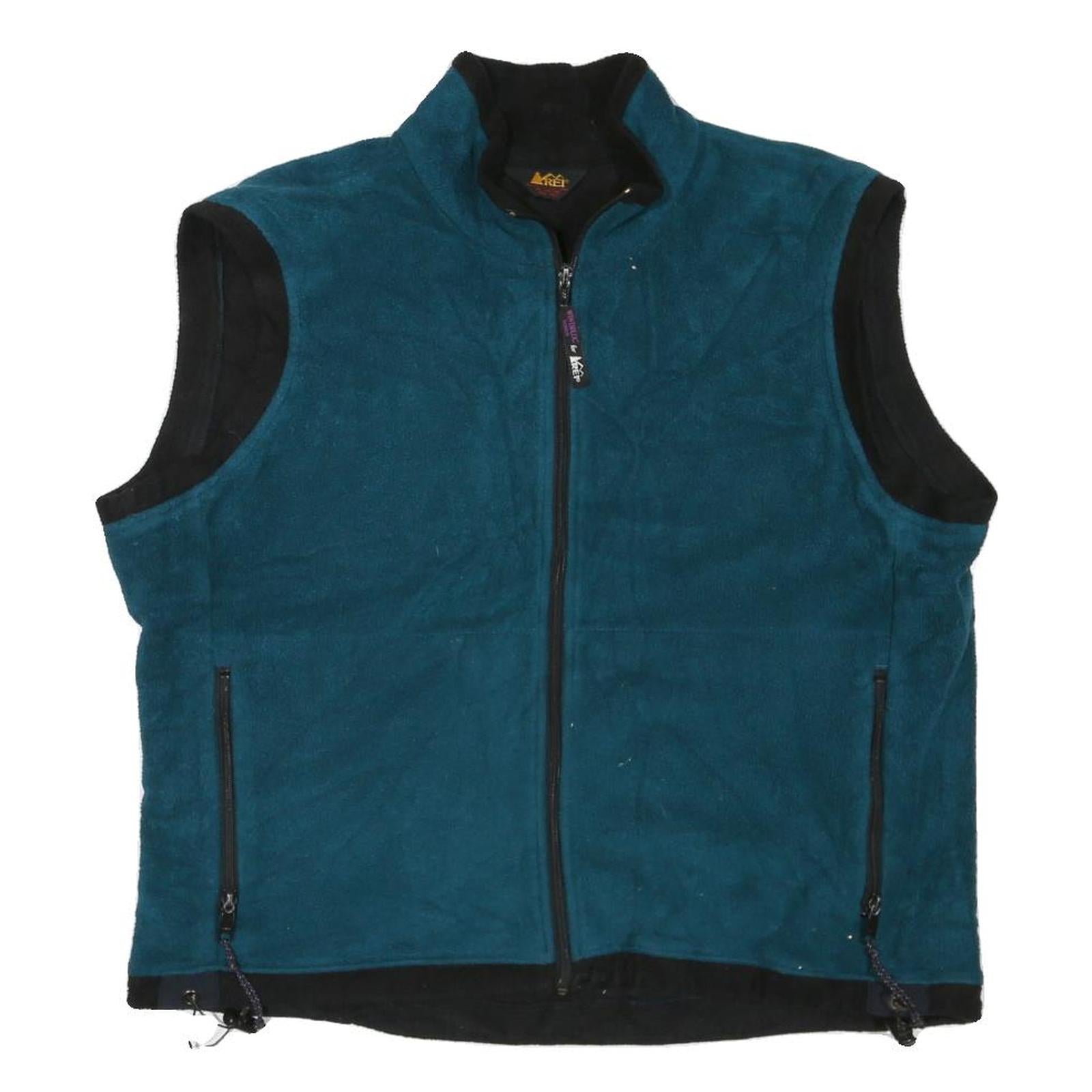 REI Mens Blue Black Polyester Blend Fleece Vest L Zip Outdoor Casual Jacket Refurbished - N/A refurbished available on Cerqular