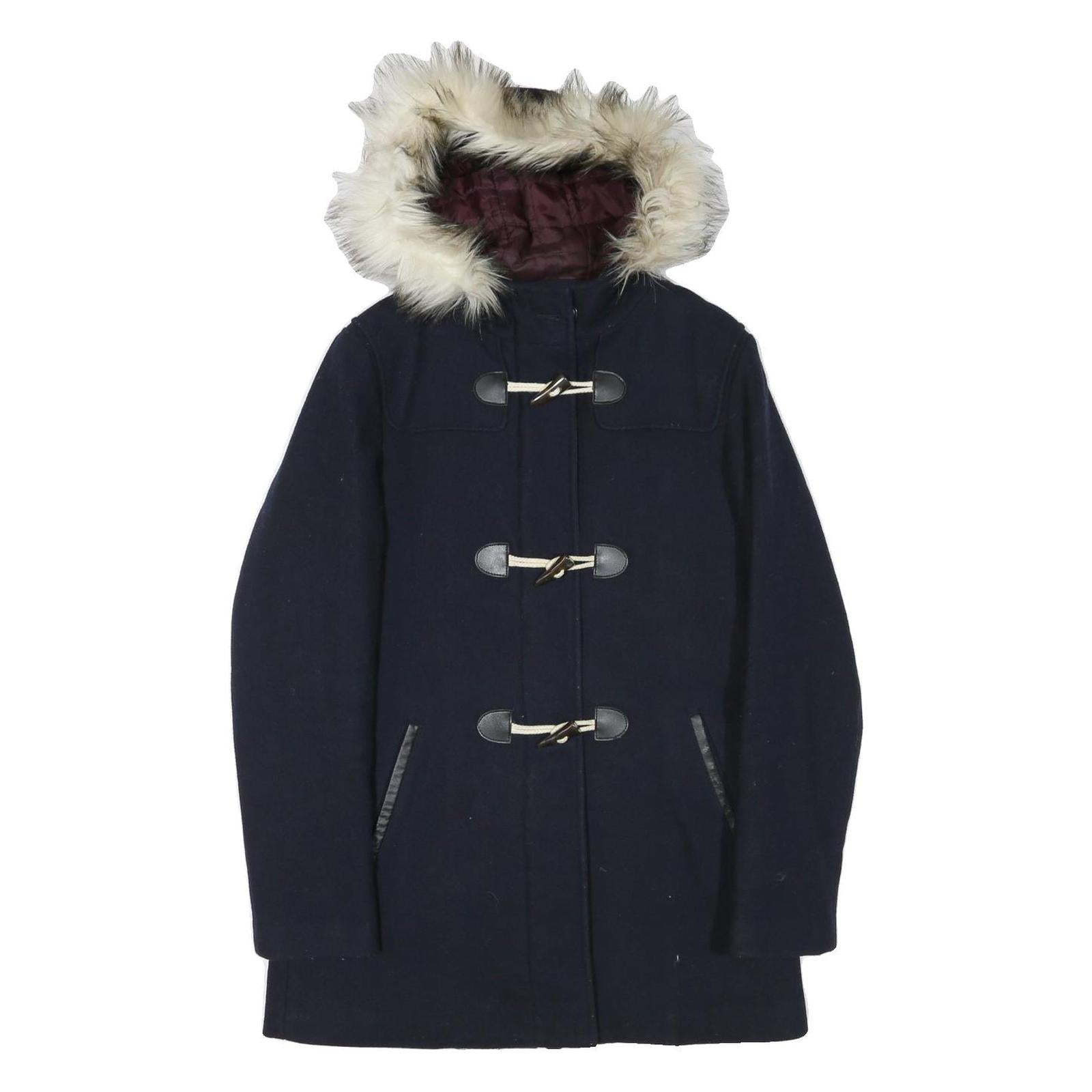 MUSTO Womens Navy Blue Wool Blend Duffle Jacket S Hooded Button Closure Refurbished - N/A refurbished available on Cerqular