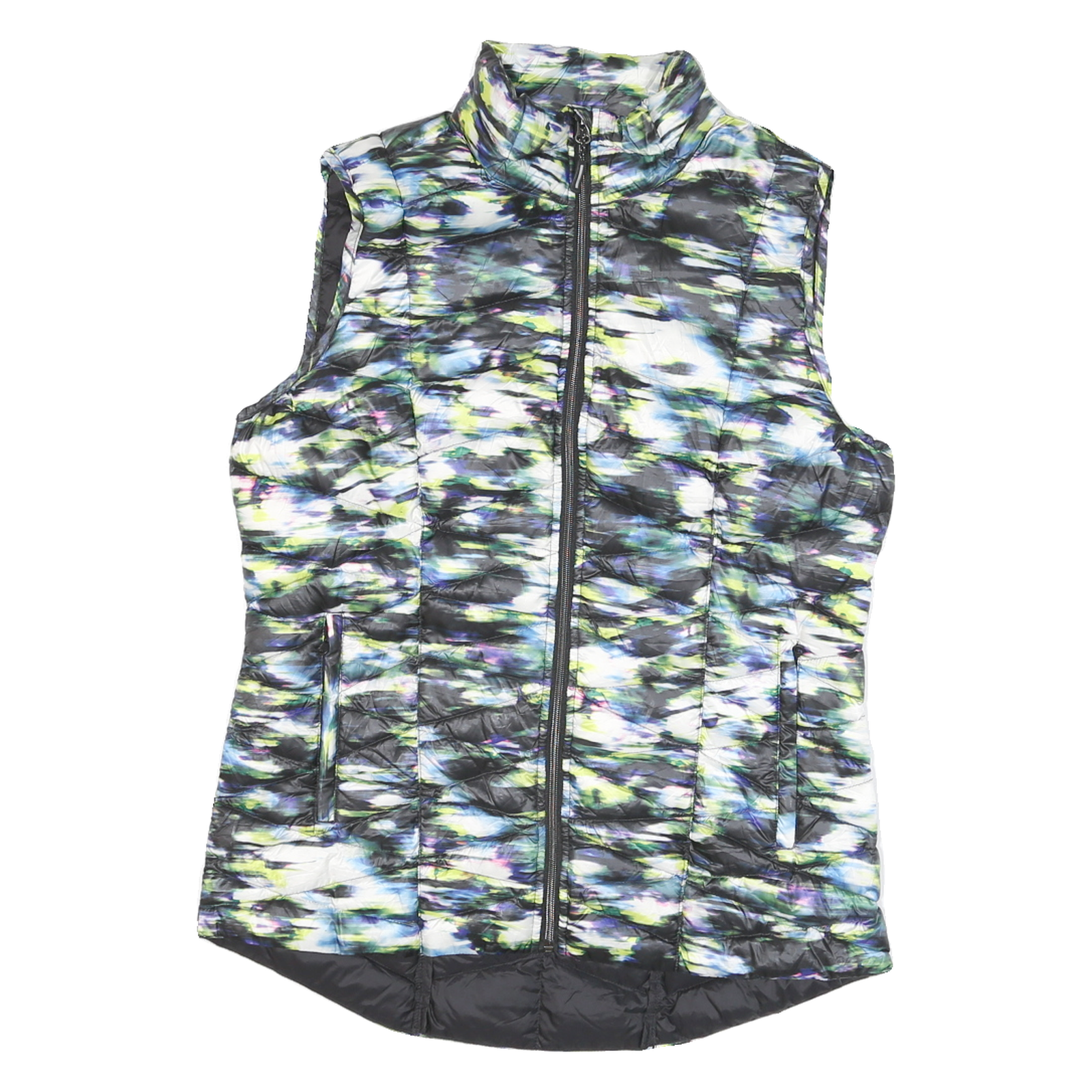 TANGERINE Mens Black & Green Printed Quilted Jacket L Polyester Blend Zip Refurbished - N/A refurbished available on Cerqular