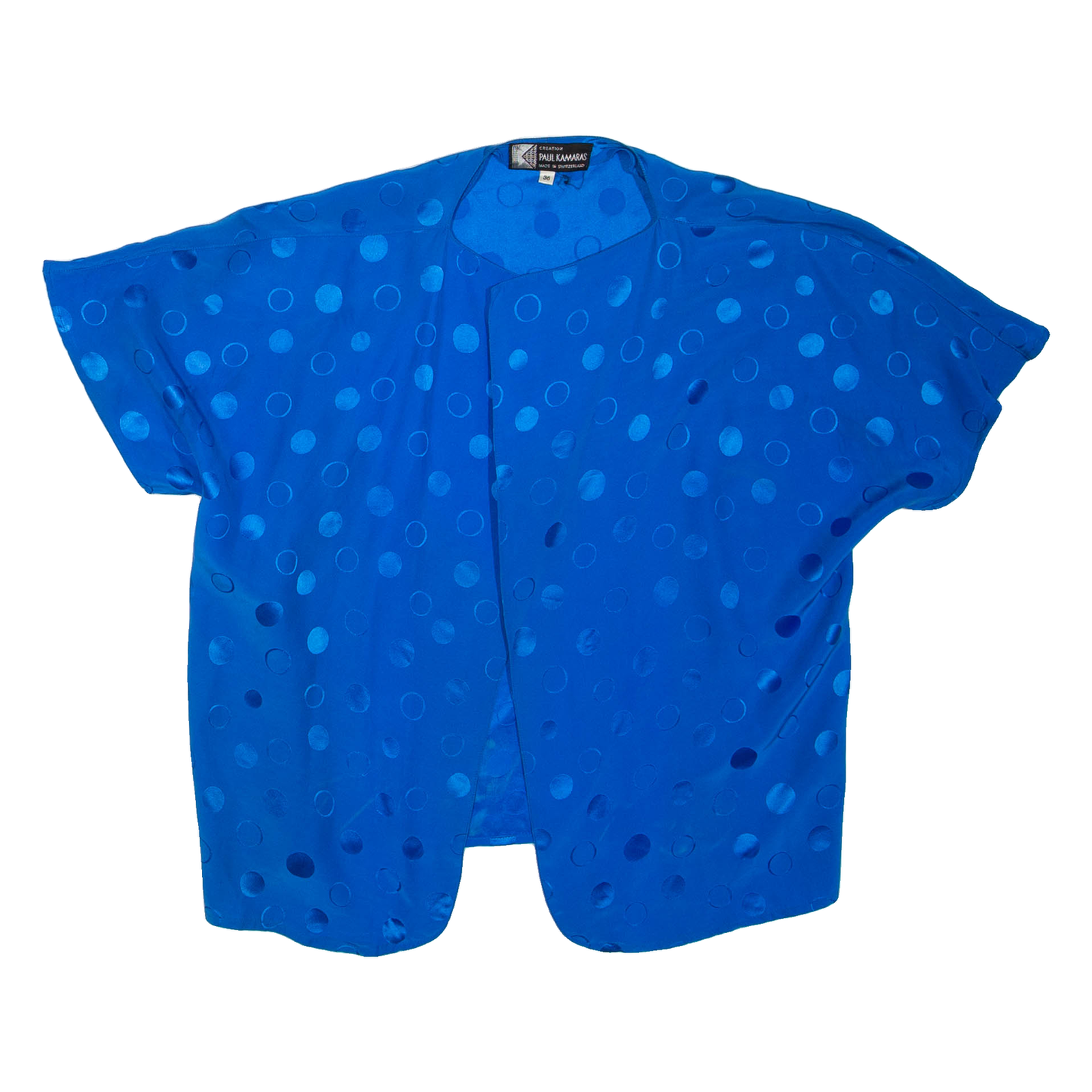PAUL KAMARAS Womens Kimono Top Blue V-Neck Polka Dot S Refurbished - N/A refurbished available on Cerqular