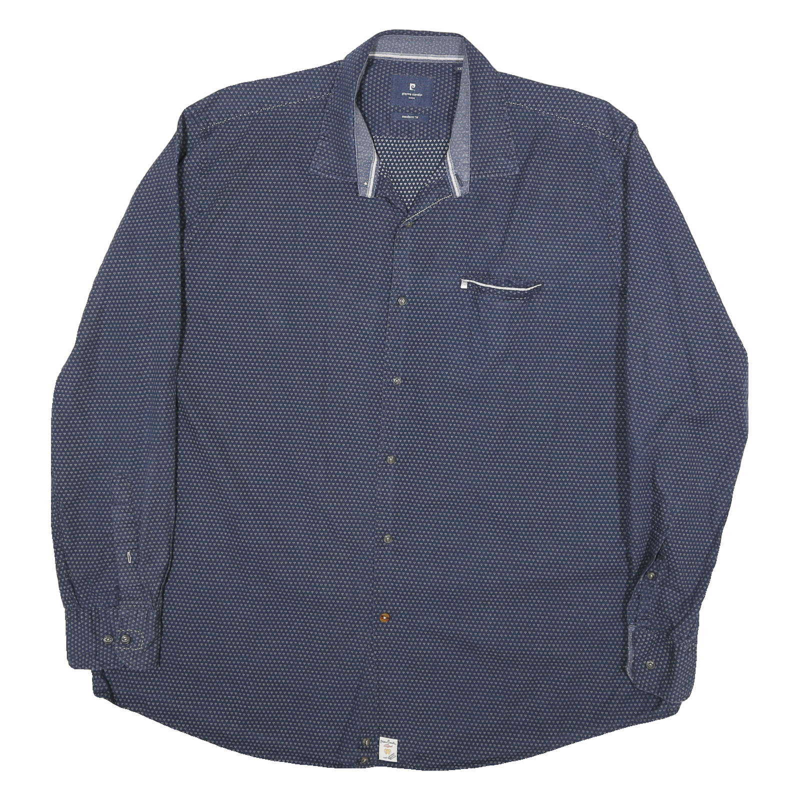 PIERRE CARDIN Mens Blue Cotton Blend Pattern Shirt 2XL Long Sleeve Button Casual Refurbished - N/A refurbished available on Cerqular