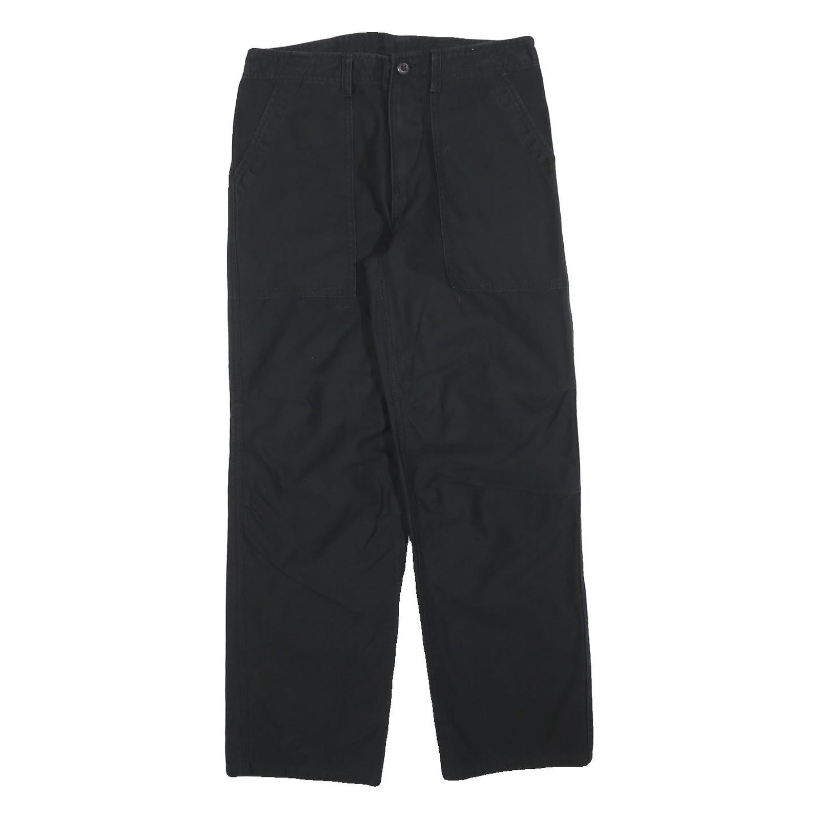 GSWD Womens Black Regular Fit Straight Leg Trousers W30 L28 Cotton Blend Zip Refurbished - N/A refurbished available on Cerqular