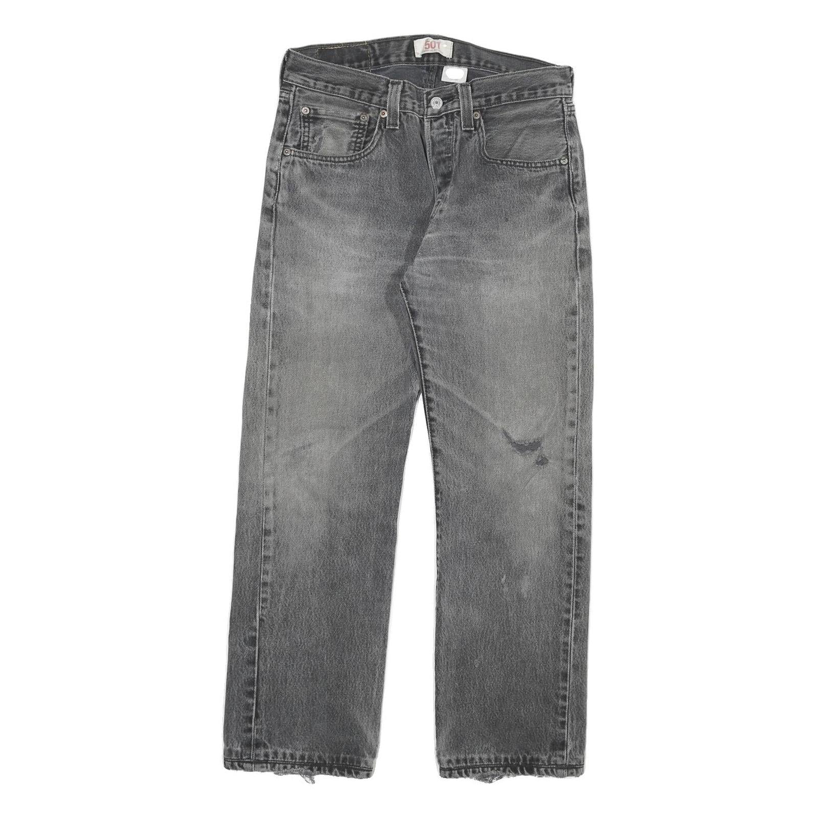 LEVI'S 501 Mens Jeans Grey Regular Straight Denim Medium W28 L26 Classic Button Refurbished - N/A refurbished available on Cerqular