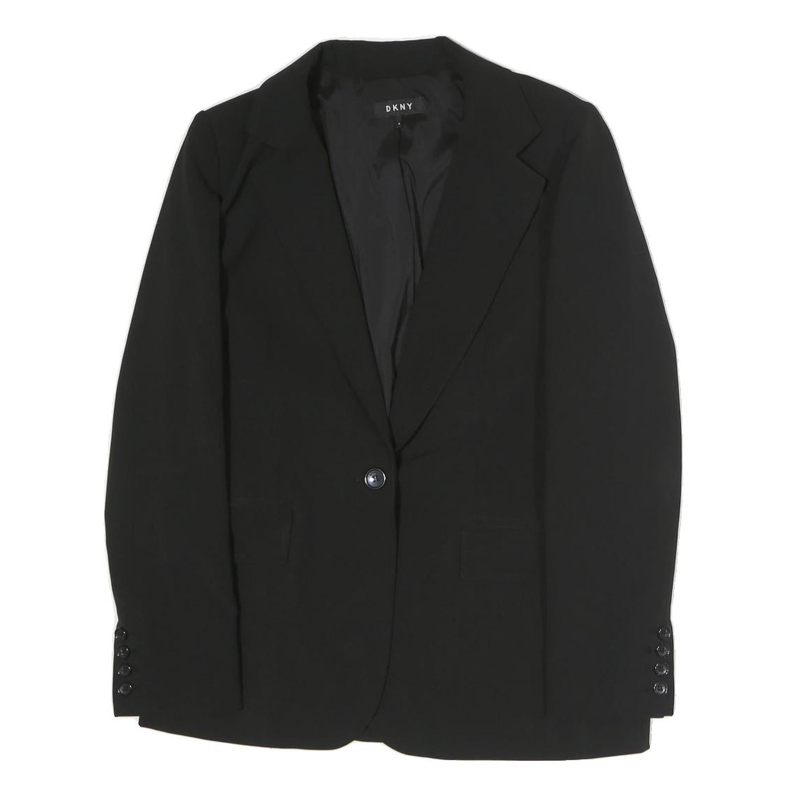 DKNY Womens Black Classic Jacket UK 6 Polyester Button Closure Tailored Blazer Refurbished - N/A refurbished available on Cerqular