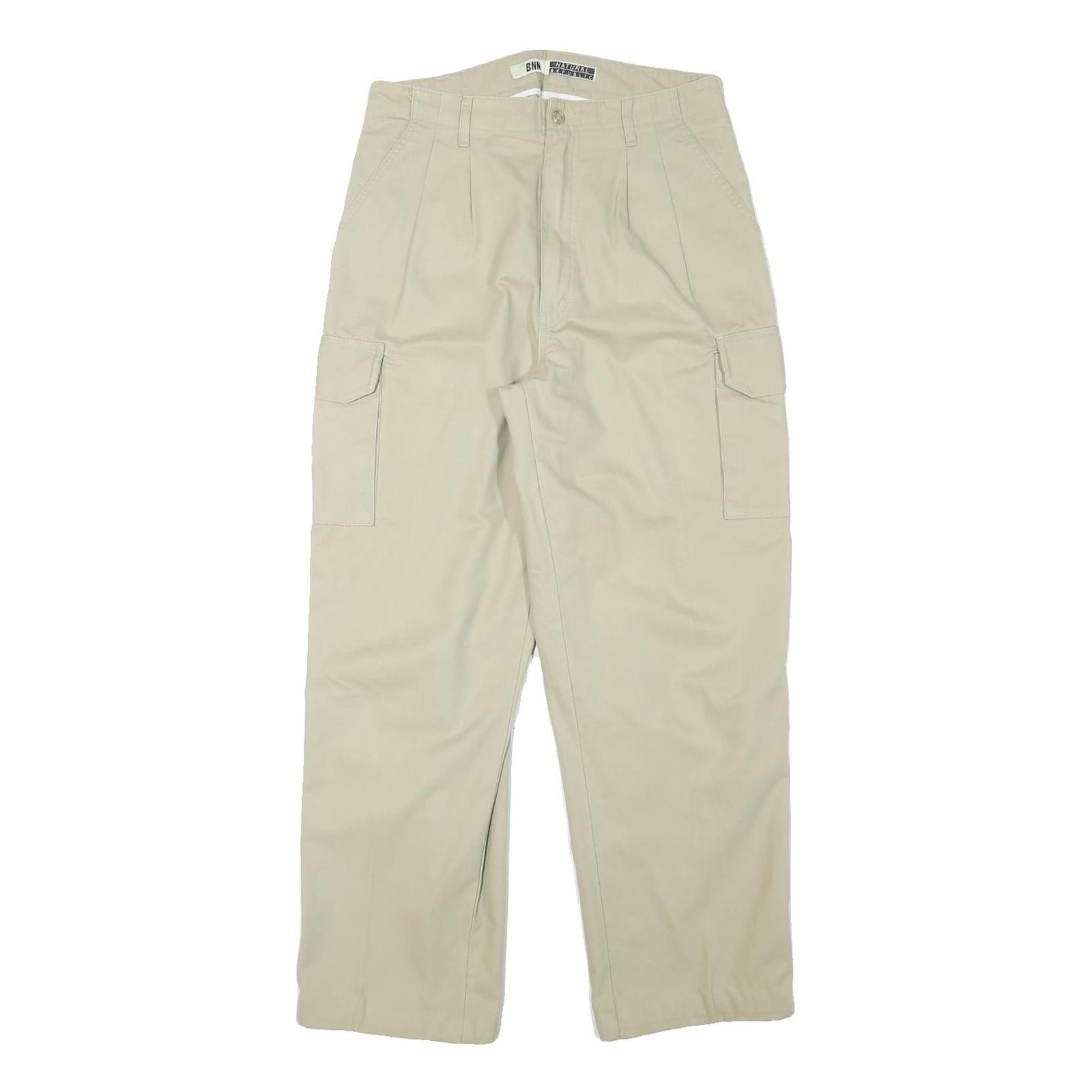 NATURAL REPUBLIC Mens Relaxed Beige Cargo Trousers W29 L28 Cotton Blend Zip Refurbished - N/A refurbished available on Cerqular