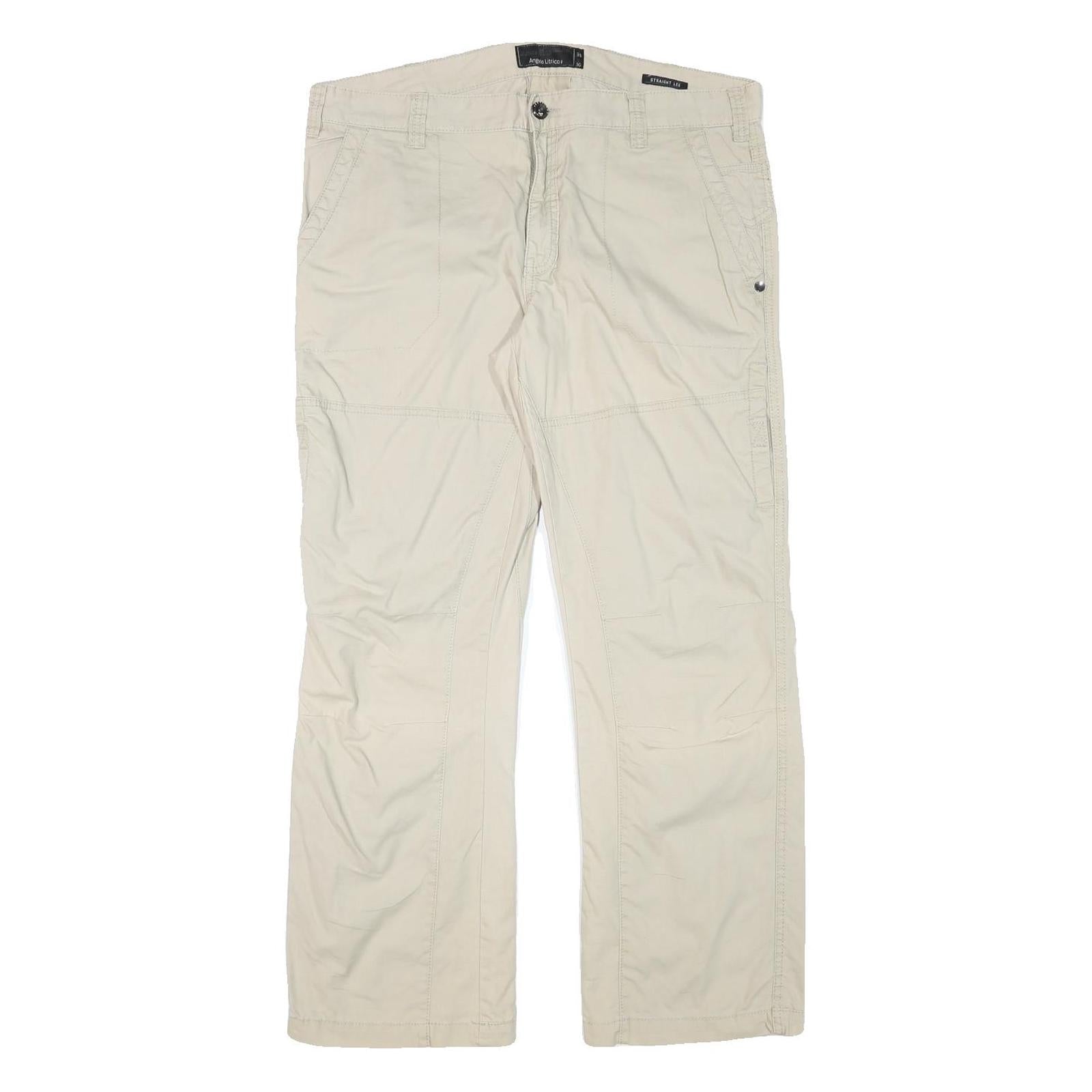 ANGELO LITRICO Mens Cotton Blend Beige Relaxed Straight Trousers W38 L31 Casual Refurbished - N/A refurbished available on Cerqular