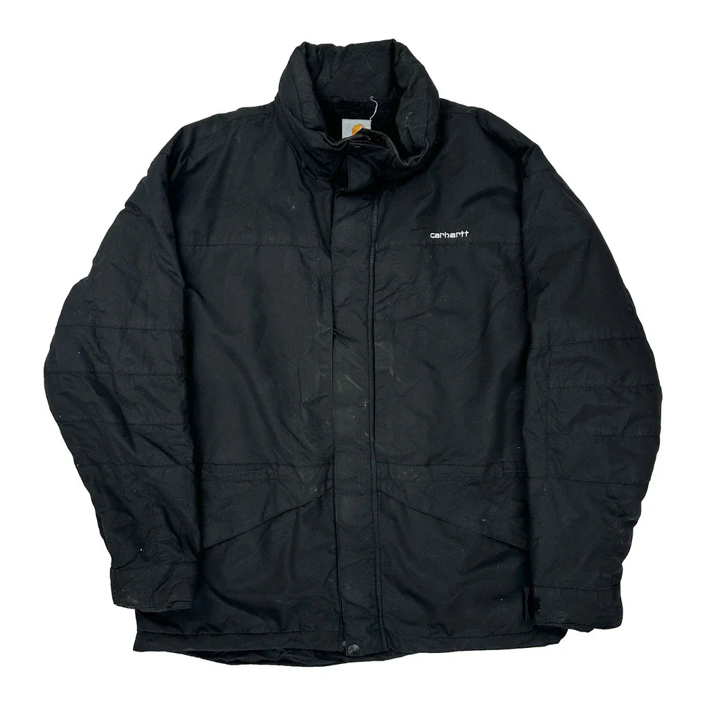 Carhartt Jacket - XL Black Polyester Refurbished - Thrifted (note: this is a term often used to describe second- refurbished available on Cerqular