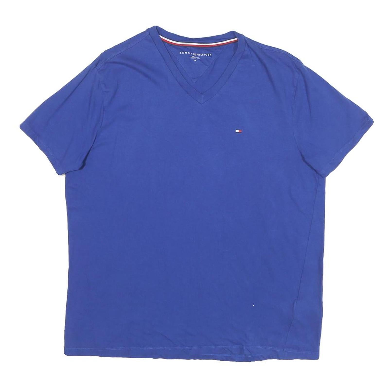 TOMMY HILFIGER Mens Blue V-Neck T-Shirt M Short Sleeve Cotton Blend Casual Top Refurbished - N/A refurbished available on Cerqular