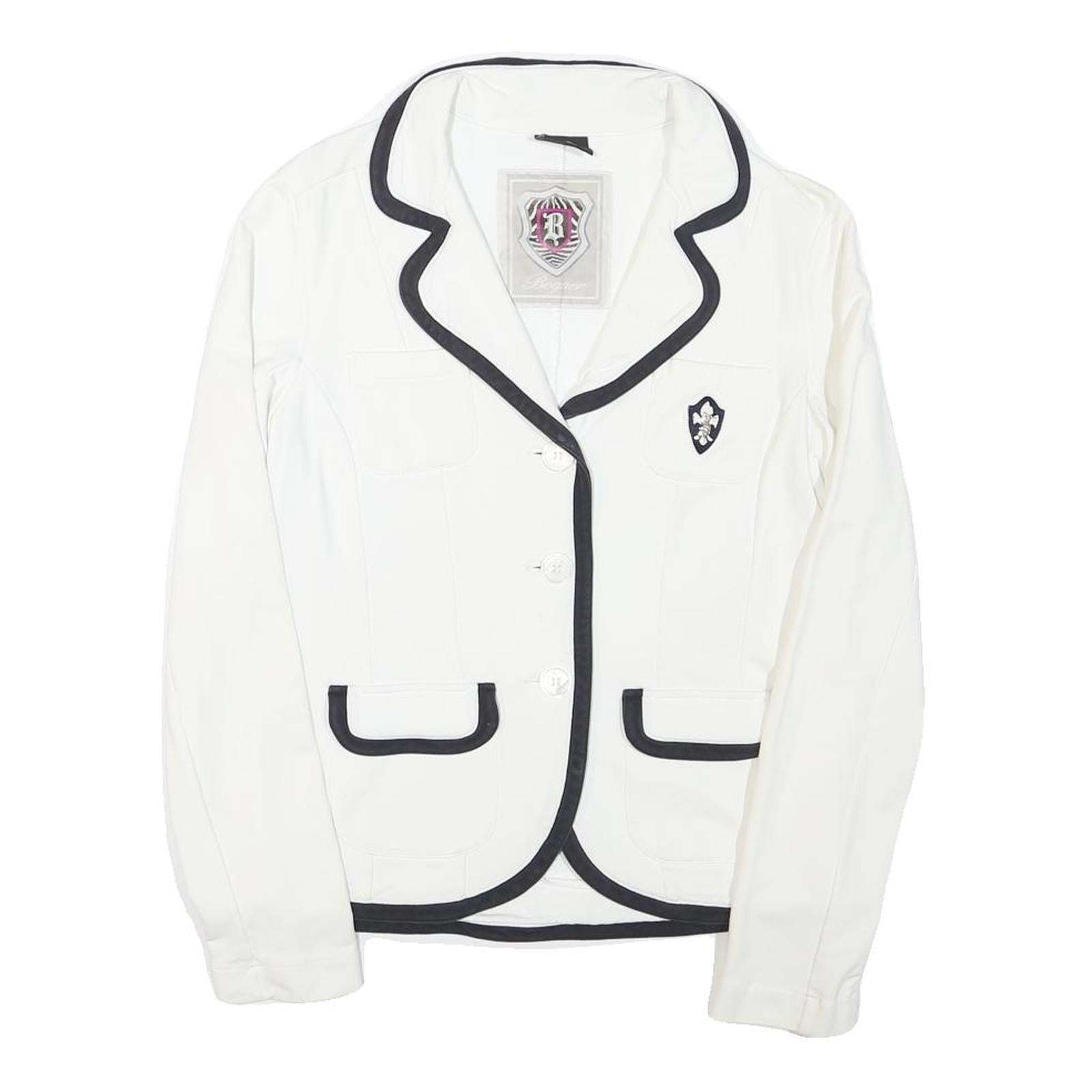 BOGNER Womens White & Black Tailored Jacket XS Cotton Blend Button Plain Classic Refurbished - N/A refurbished available on Cerqular