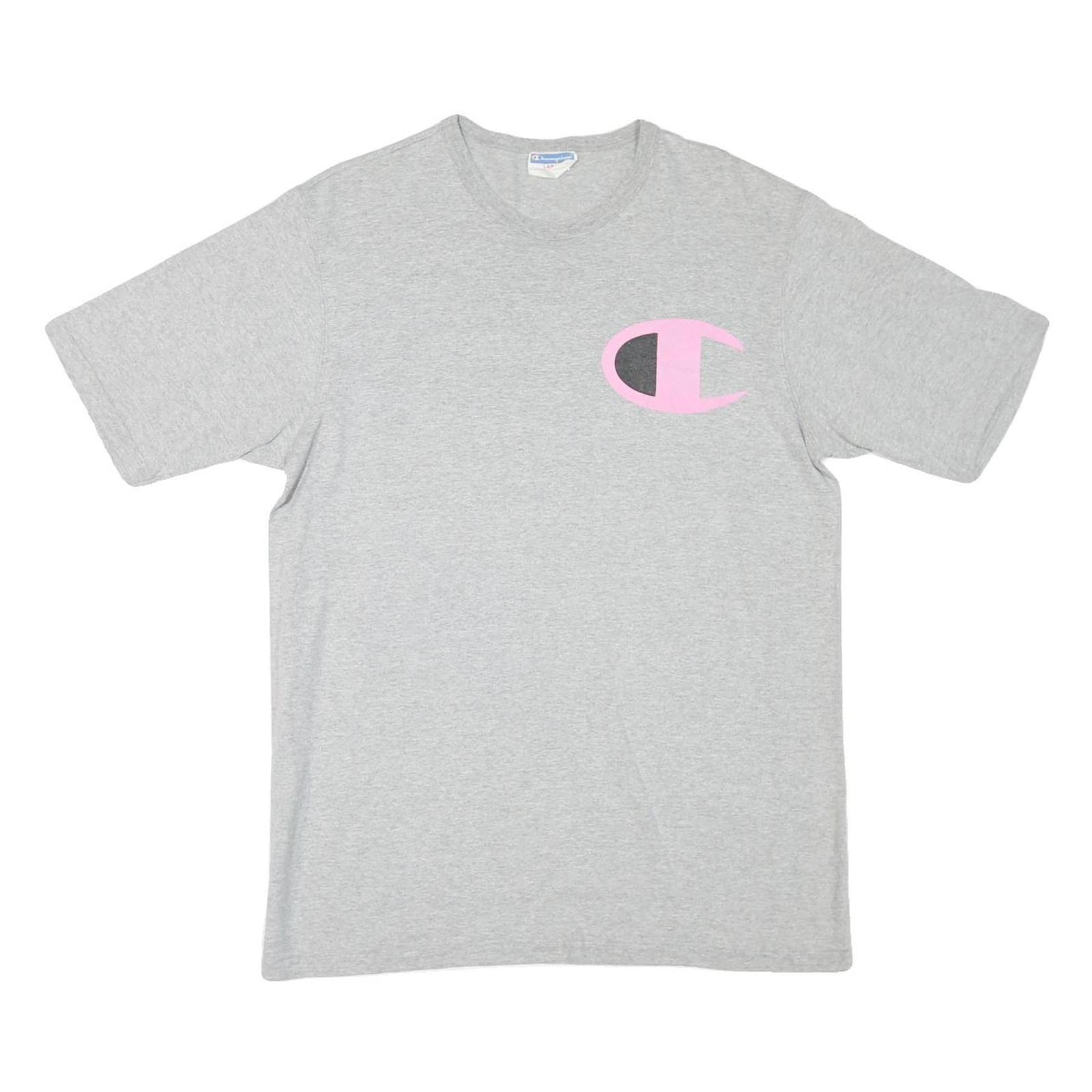 CHAMPION Womens Grey Pink Logo Graphic T-Shirt L Short Sleeve Crew Neck Refurbished - N/A refurbished available on Cerqular