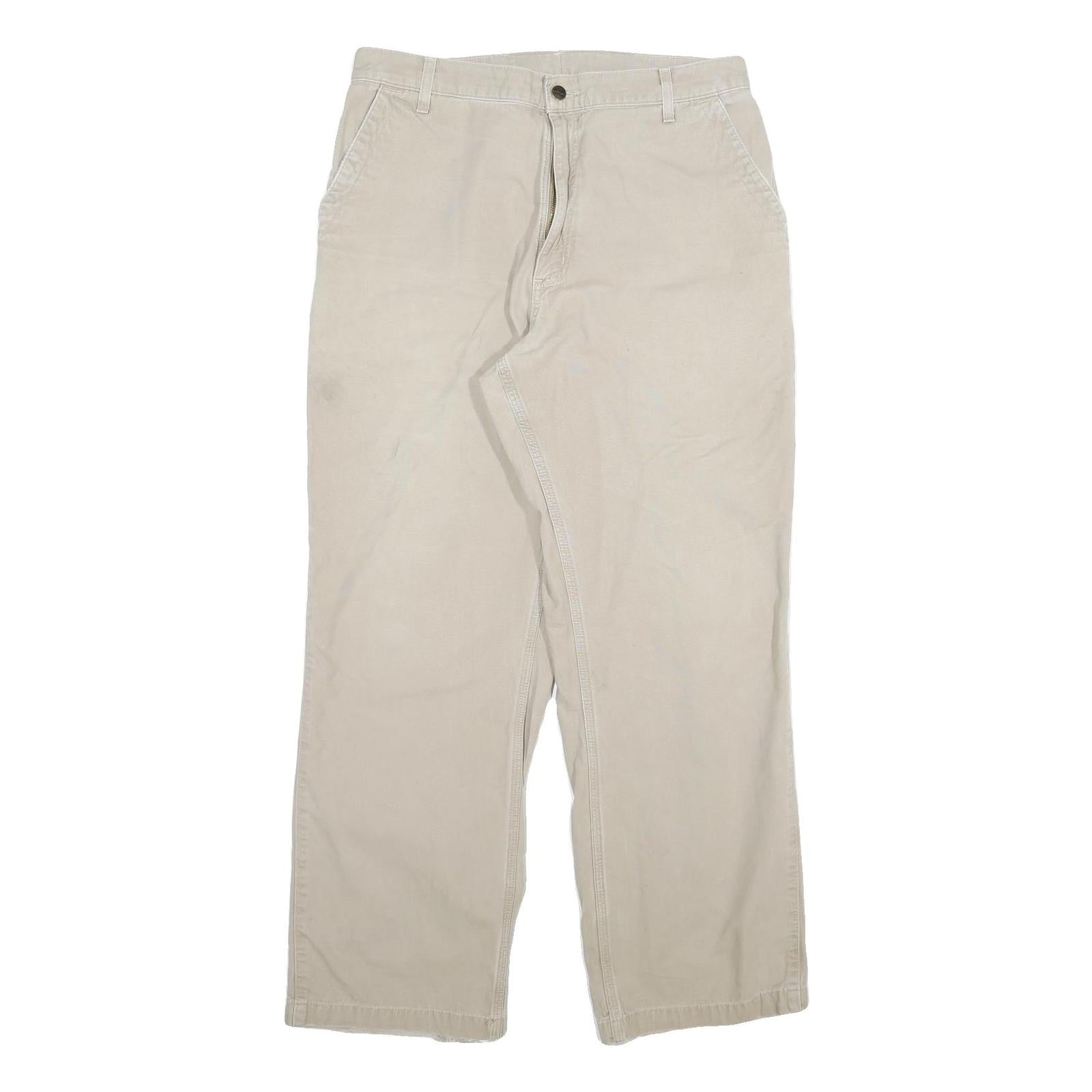 CARHARTT Mens Cotton Blend Beige Relaxed Straight Trousers W33 L30 Workwear Refurbished - N/A refurbished available on Cerqular