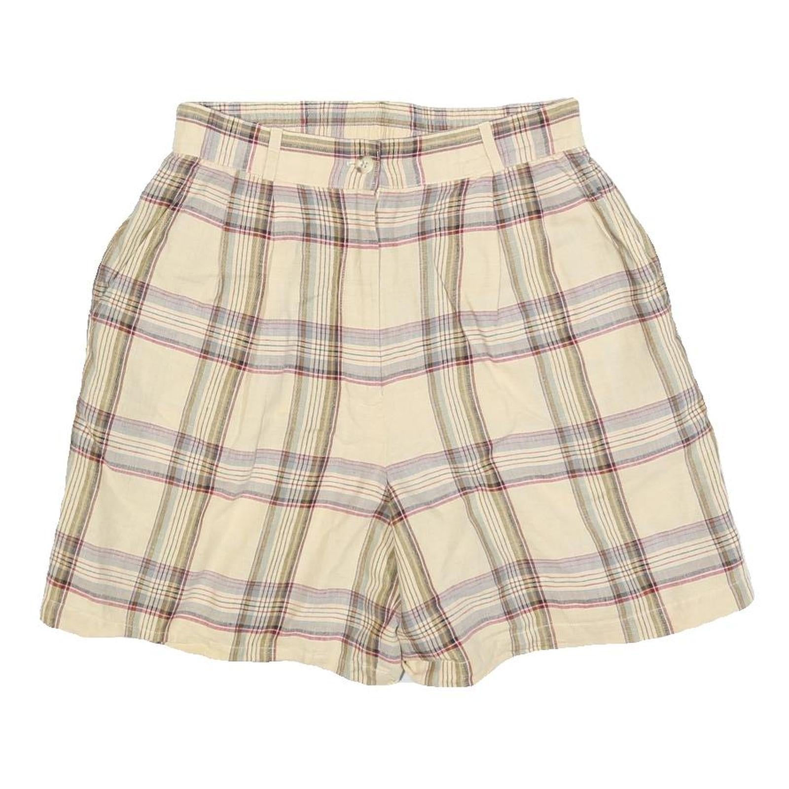 TALBOTS Womens Shorts Beige Plaid S W28 Linen Blend Casual Refurbished - N/A refurbished available on Cerqular