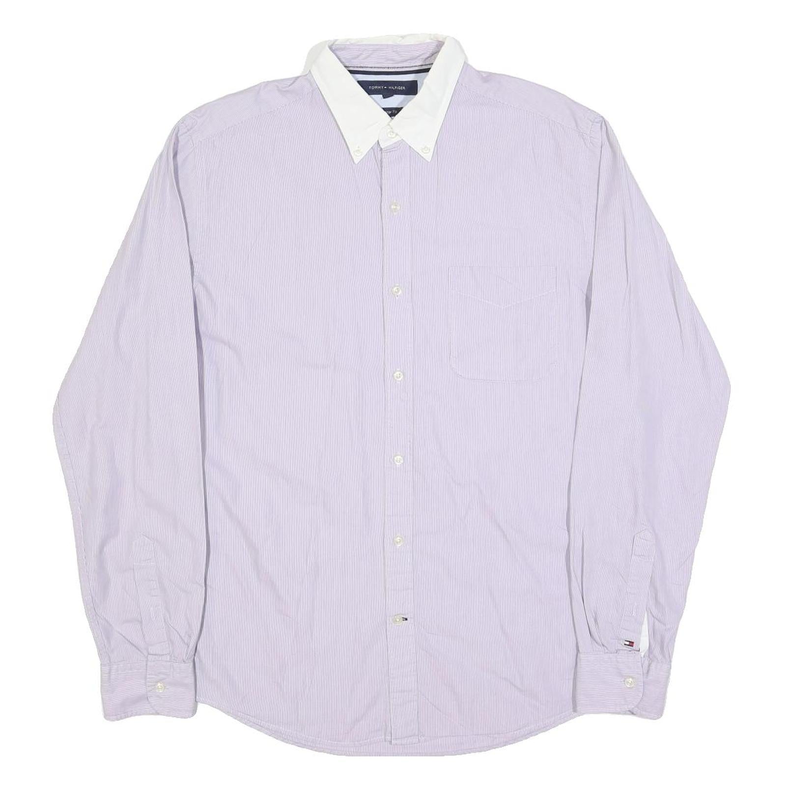 TOMMY HILFIGER Mens Blue & White Shirt M Button-Down Collar Cotton Blend Smart Refurbished - N/A refurbished available on Cerqular