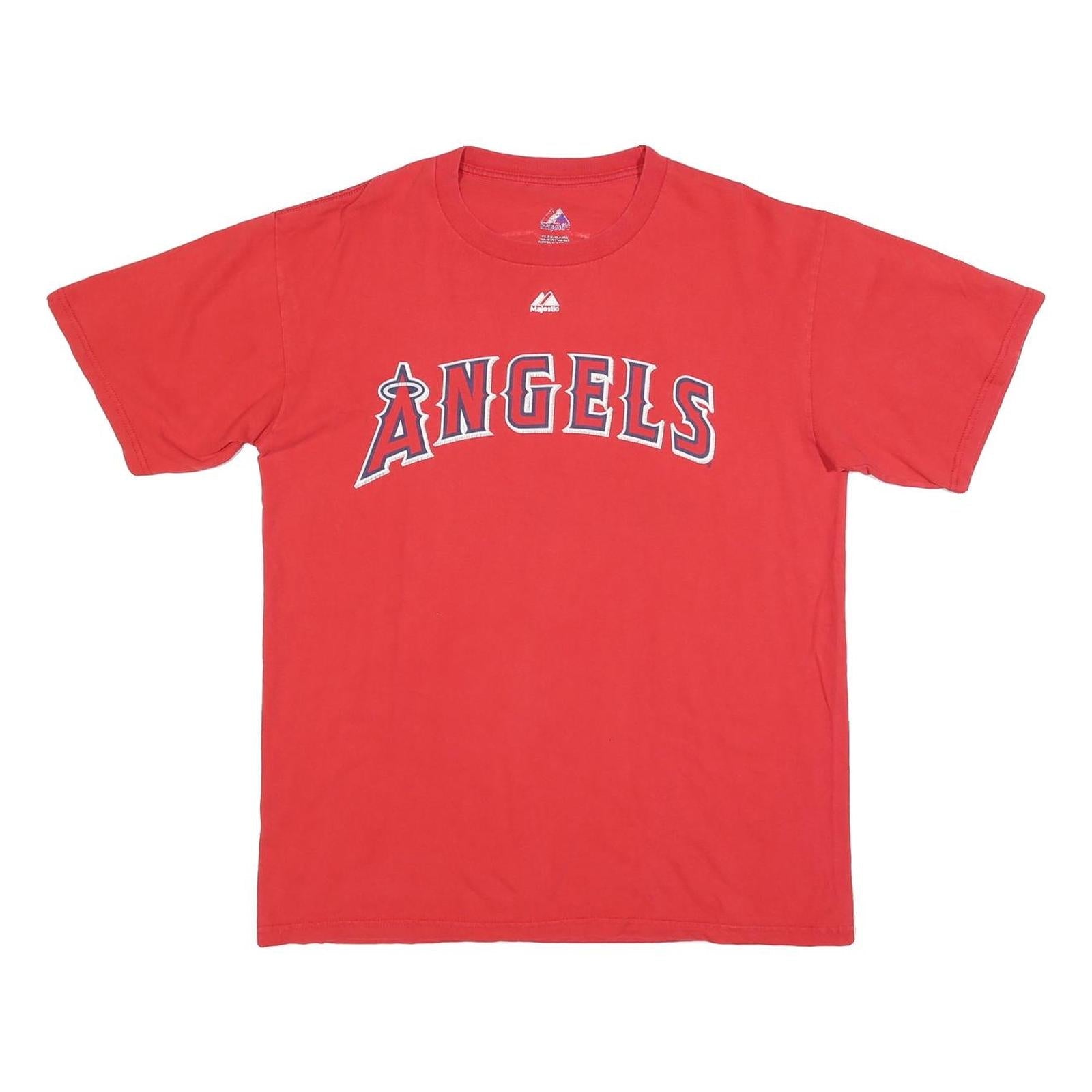 MAJESTIC Mens Red Angels Graphic T-Shirt M Short Sleeve Crew Neck Baseball Refurbished - N/A refurbished available on Cerqular