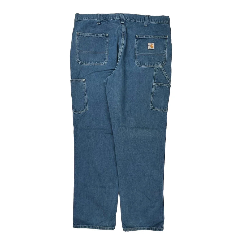 Carhartt Carpenter Trousers - 38W 34L Blue Cotton Refurbished - Thrifted (note: this is a term often used to describe second- refurbished available on Cerqular